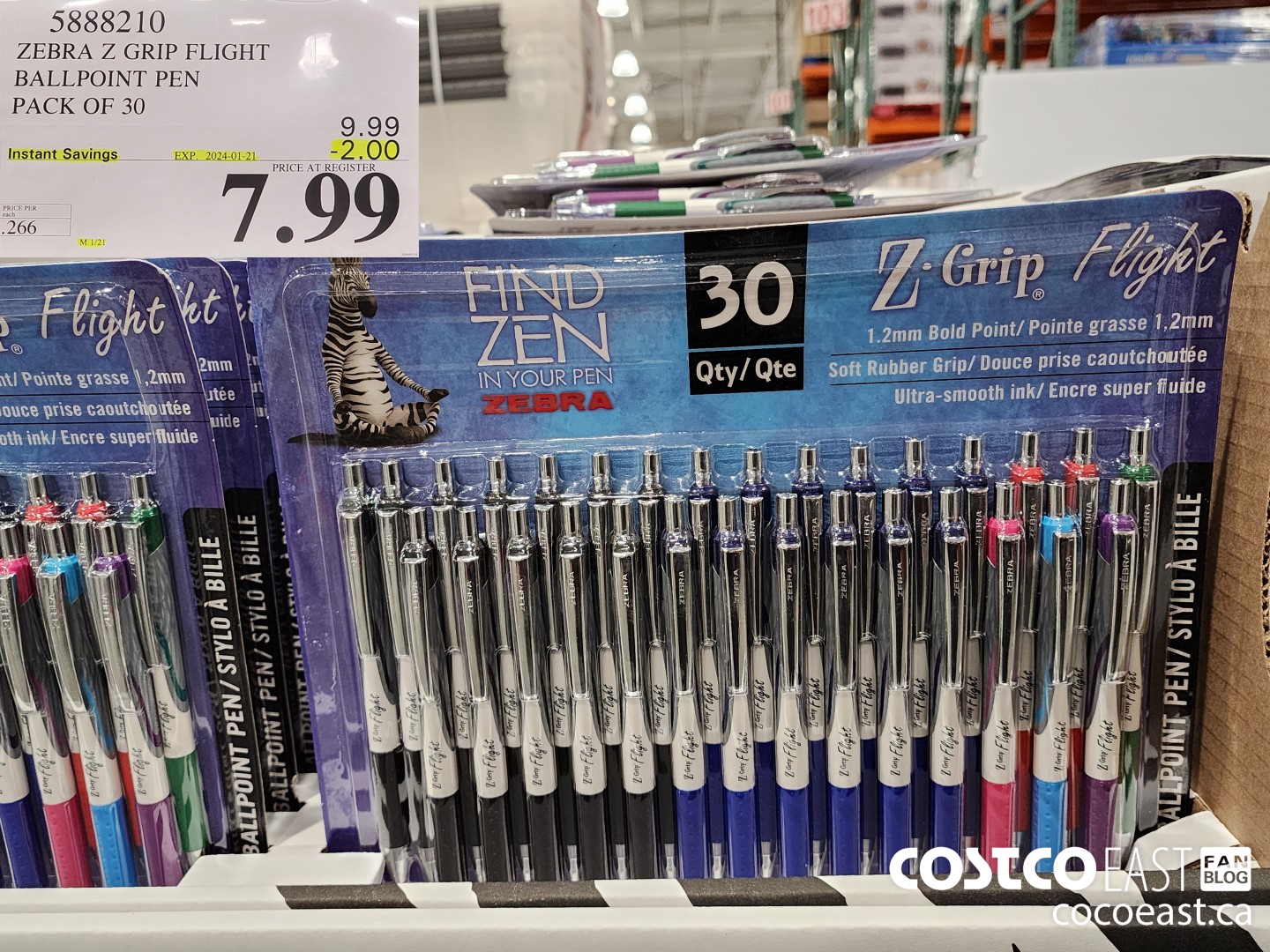 5888210 ZEBRA Z GRIP FLIGHT BALLPOINT PEN PACK OF 30 ($2.00 INSTANT SAVINGS EXPIRES ON 2024-01-21) $7.99