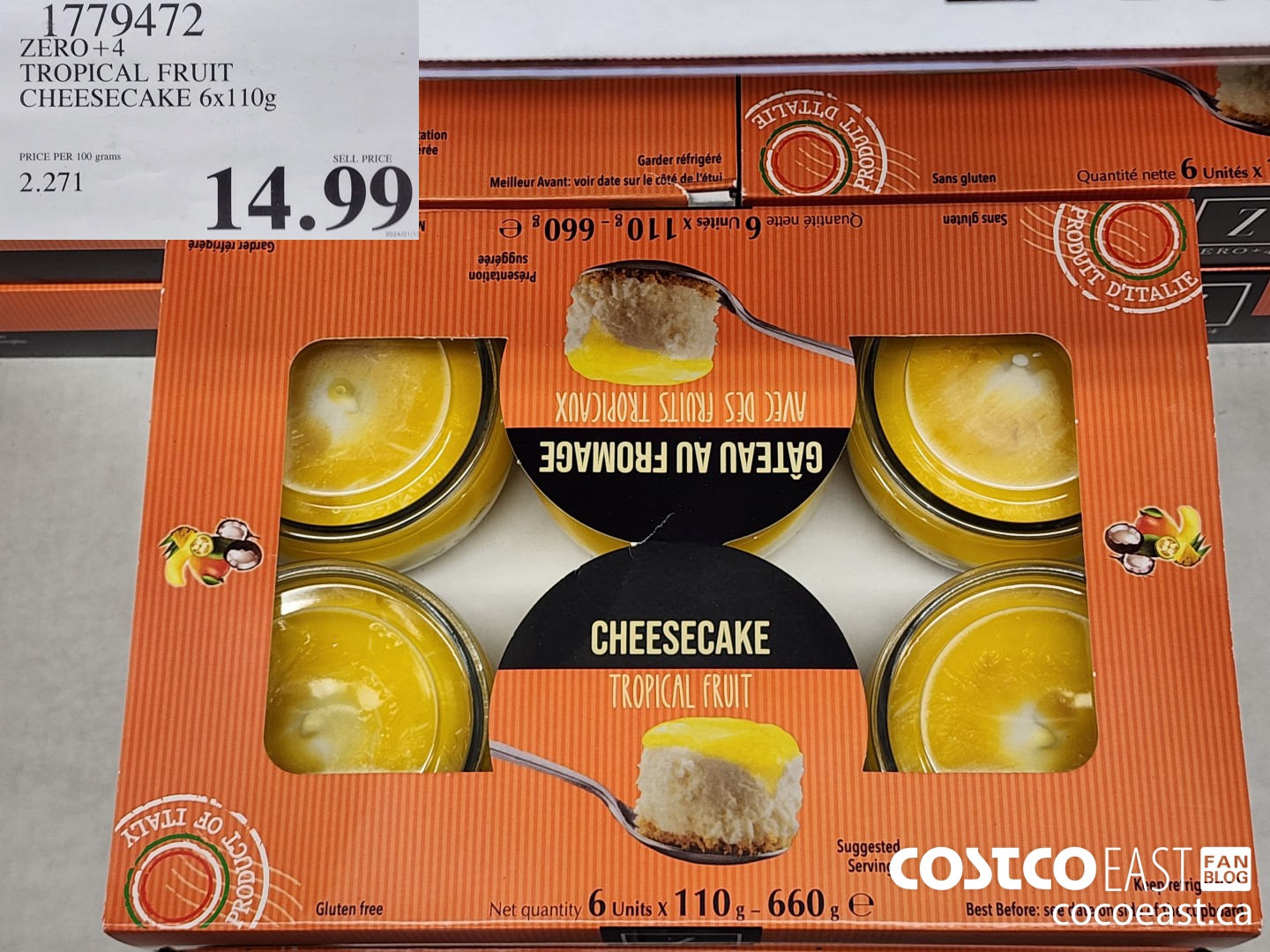 1779472 ZERO + 4 TROPICAL FRUIT CHEESECAKE 6x1 10g $14.99