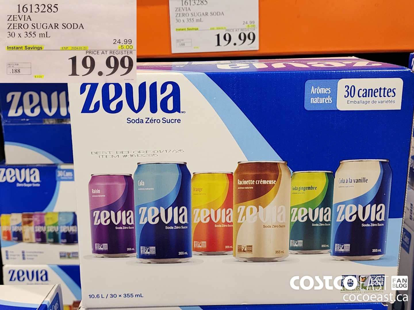 1613285 ZEVIA VARIETY PACK 30 x 355 ml ($5.00 INSTANT SAVINGS EXPIRES ON 2024-01-21) $19.99