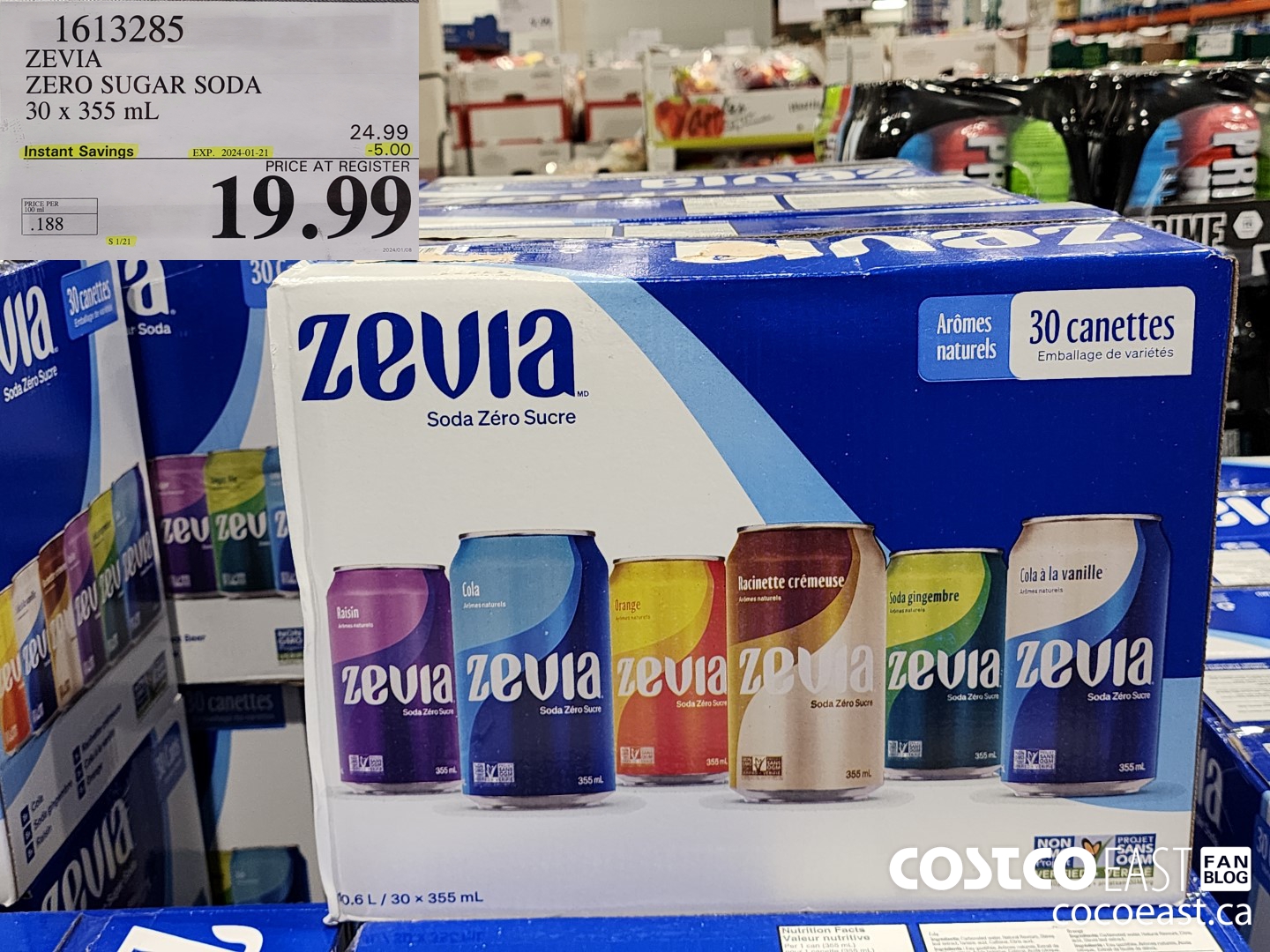 1613285 ZEVIA VARIETY PACK 30 x 355 ml ($5.00 INSTANT SAVINGS EXPIRES ON 2024-01-21) $19.99