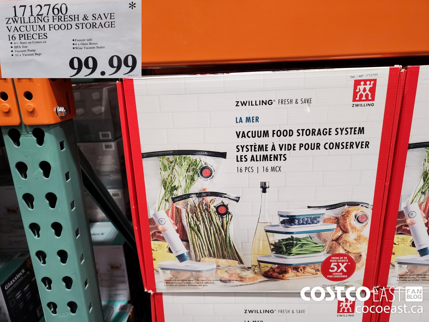 1712760 ZWILLING FRESH & SAVE VACUUM FOOD STORAGE 16 PIECES $99.99