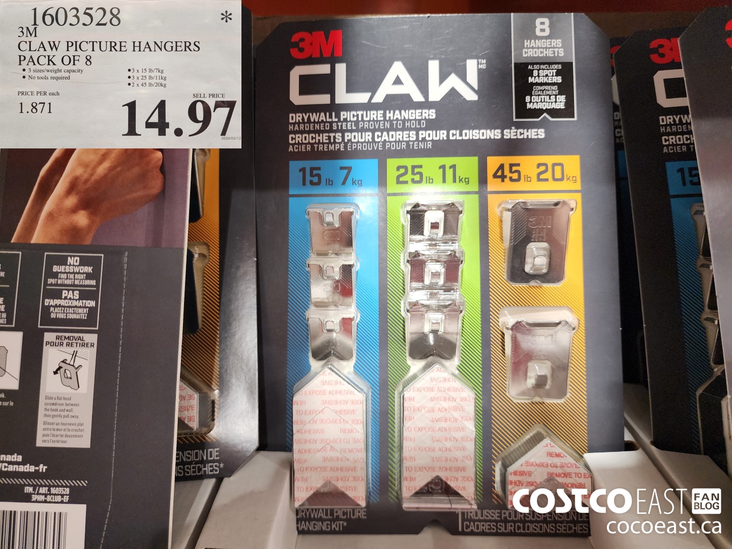 1603528 3M CLAW PICTURE HANGERS PACK OF 8 $14.97