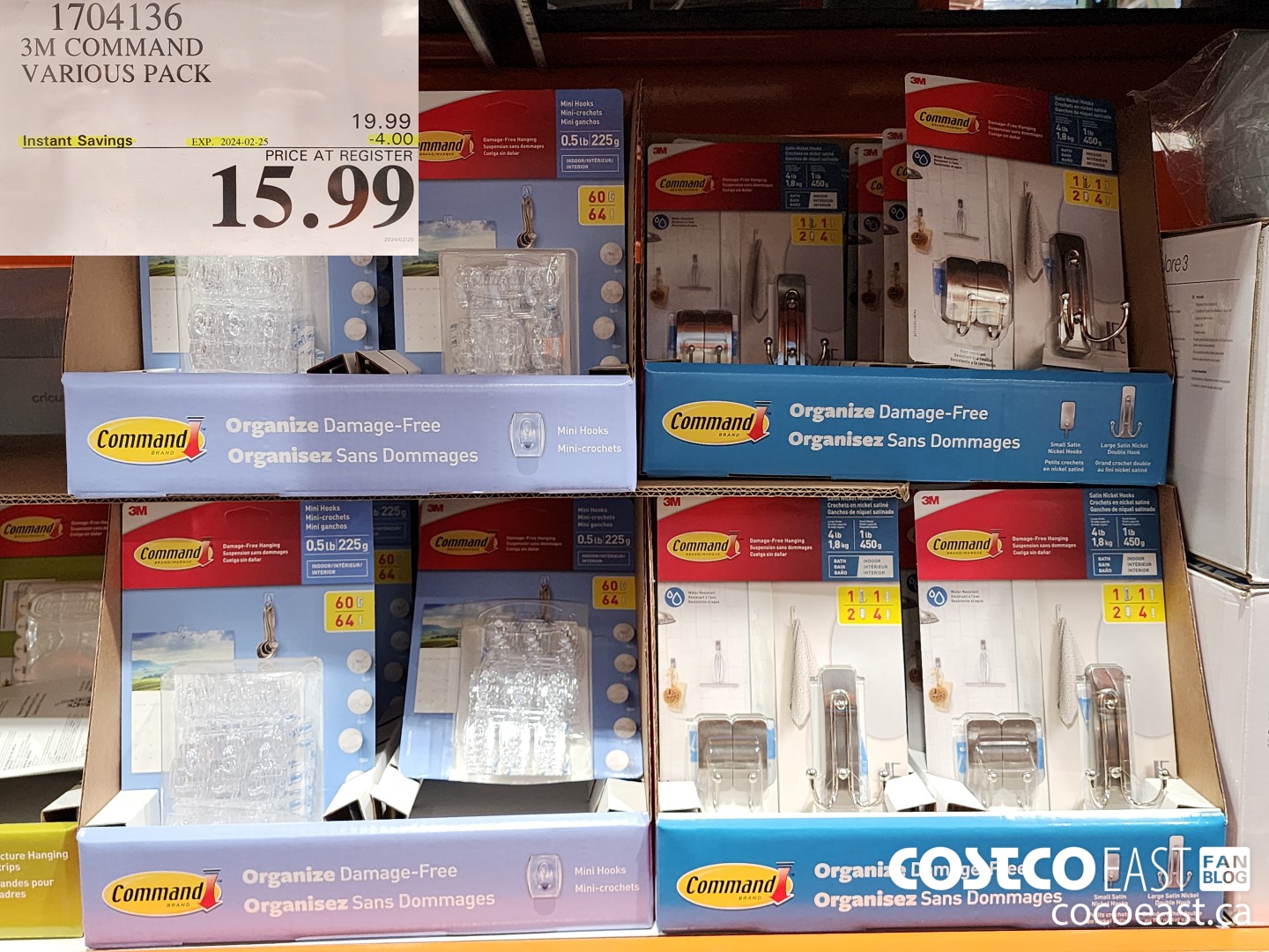 1704136 3M COMMAND VARIOUS PACK ($4.00 INSTANT SAVINGS EXPIRES ON 2024-02-25) $15.99