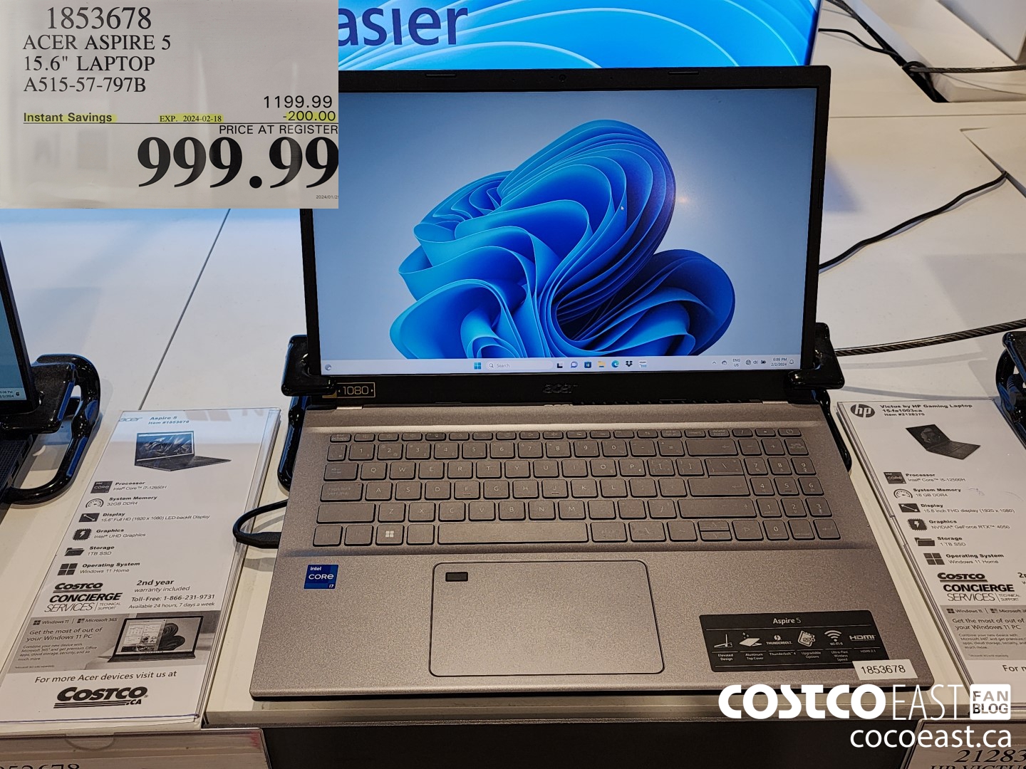 1853678 ACER ASPIRE 5 15.6IN LAPTOP COMPUTER A515-57-797B ($200.00 INSTANT SAVINGS EXPIRES ON 2024-02-18) $999.99