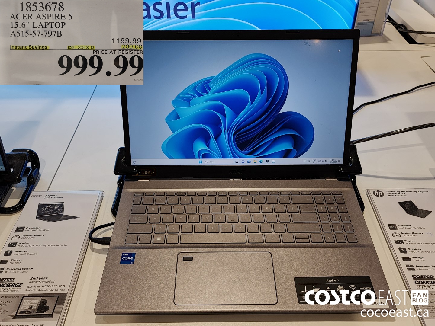 1853678 ACER ASPIRE 5 15.6IN LAPTOP COMPUTER A515-57-797B ($200.00 INSTANT SAVINGS EXPIRES ON 2024-02-18) $999.99