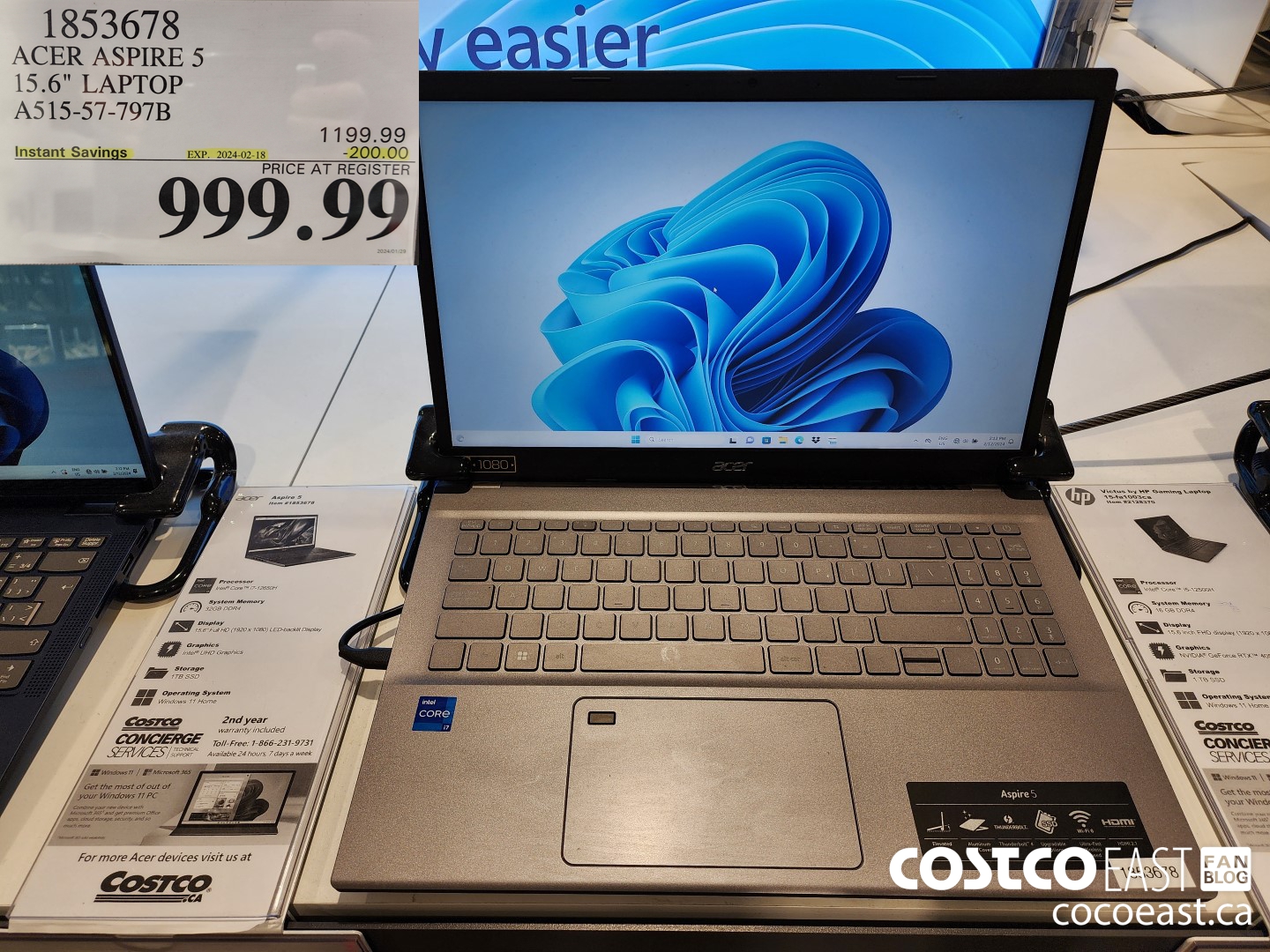 1853678 ACER ASPIRE 5 15.6IN LAPTOP COMPUTER A515-57-797B ($200.00 INSTANT SAVINGS EXPIRES ON 2024-02-18) $999.99