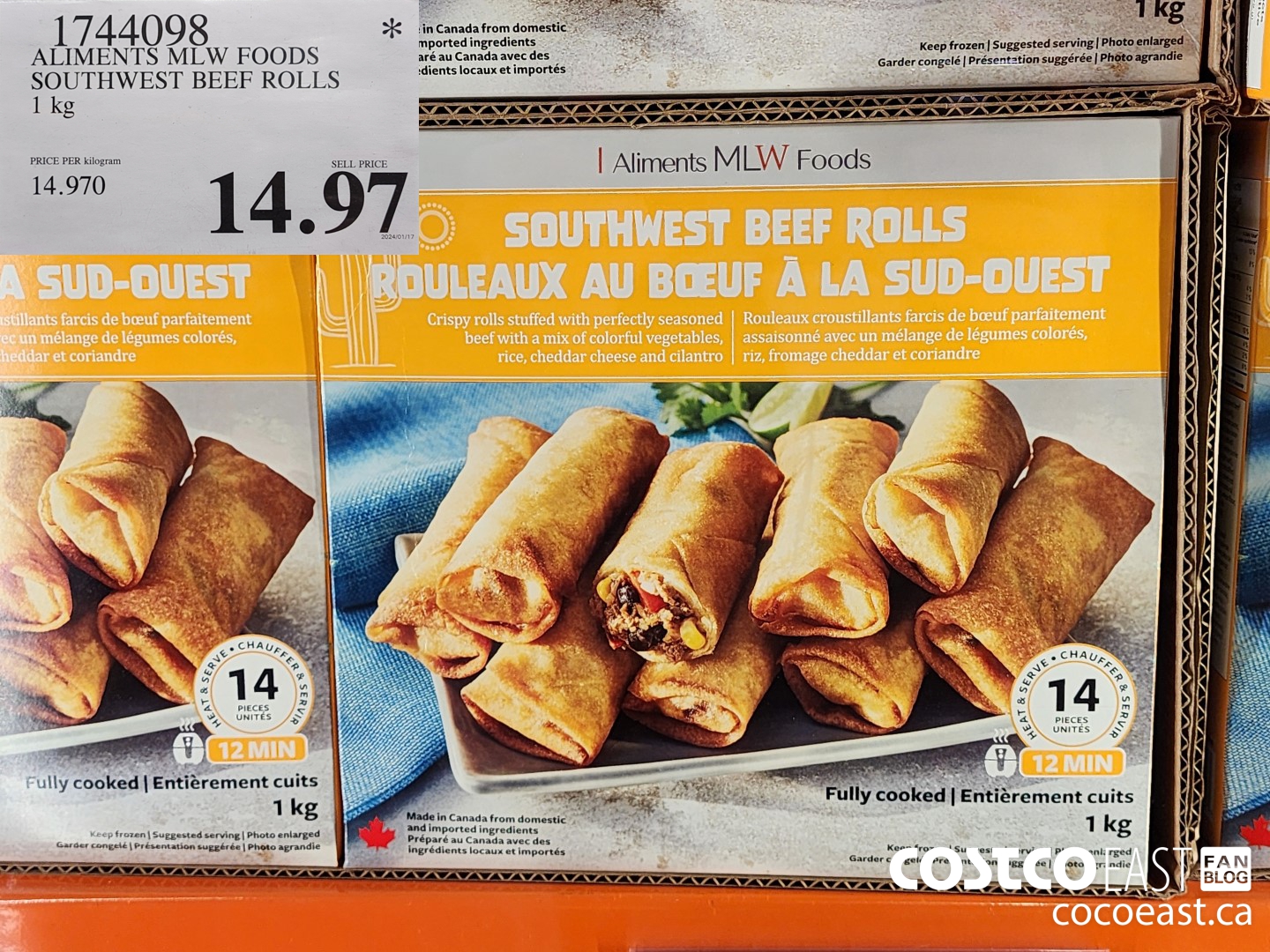 1744098 ALIMENTS MLW FOODS SOUTHWEST BEEF ROLLS 1 KG $14.97