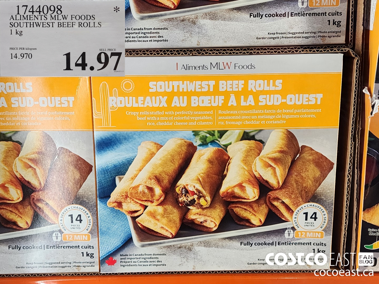 1744098 ALIMENTS MLW FOODS SOUTHWEST BEEF ROLLS 1 KG $14.97