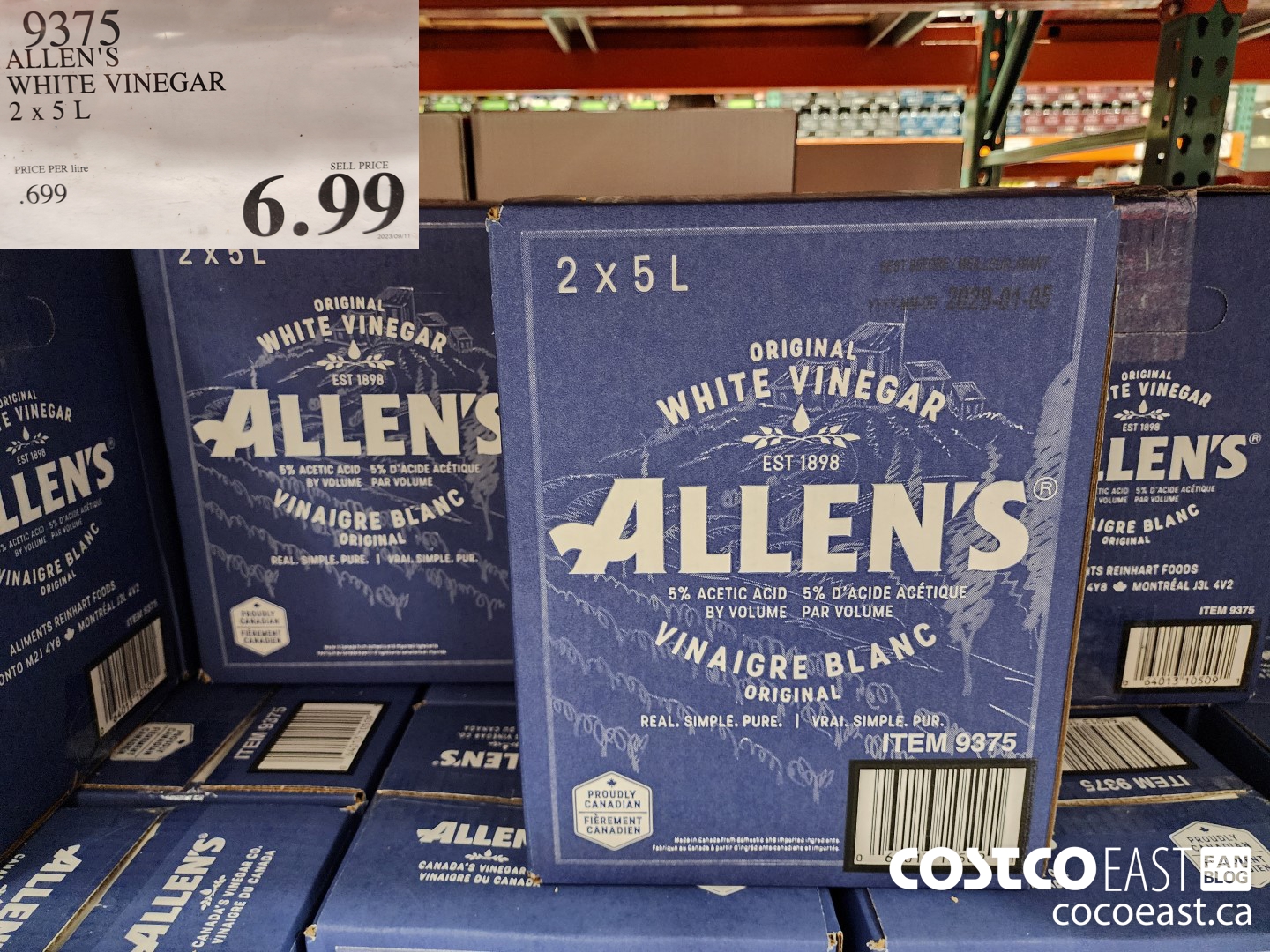 9375 ALLEN'S WHITE VINEGAR 2 X 5 L $6.99