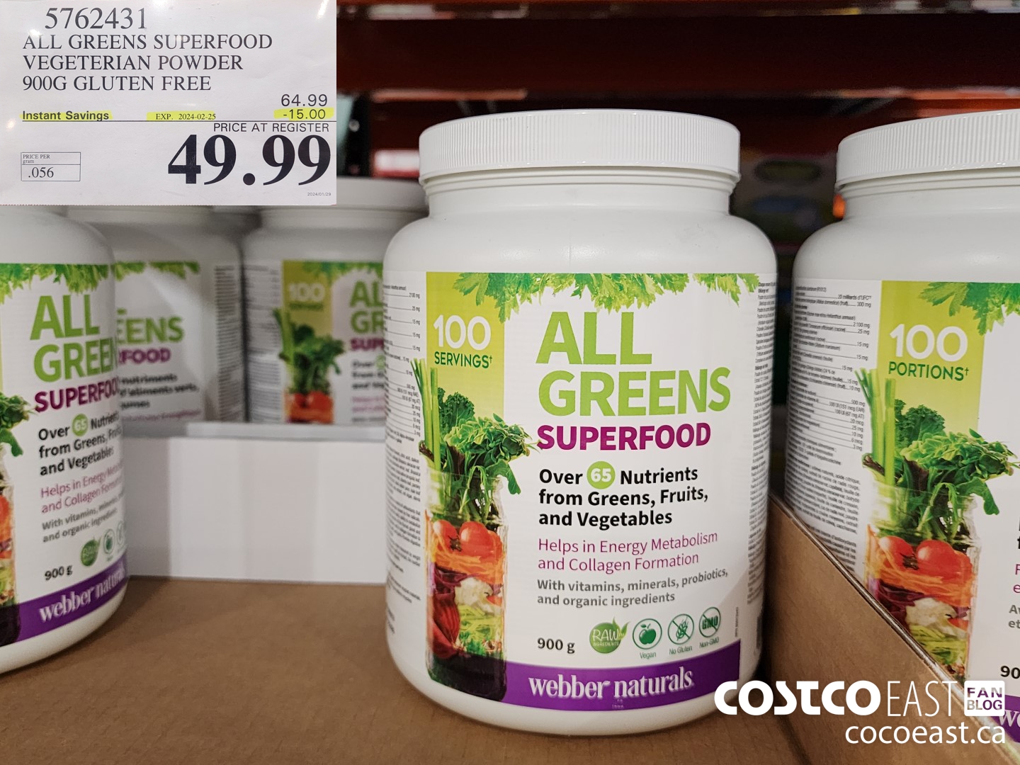 5762431 ALL GREENS SUPERFOOD POWDER 900G GLUTEN FREE ($15.00 INSTANT SAVINGS EXPIRES ON 2024-02-25) $49.99