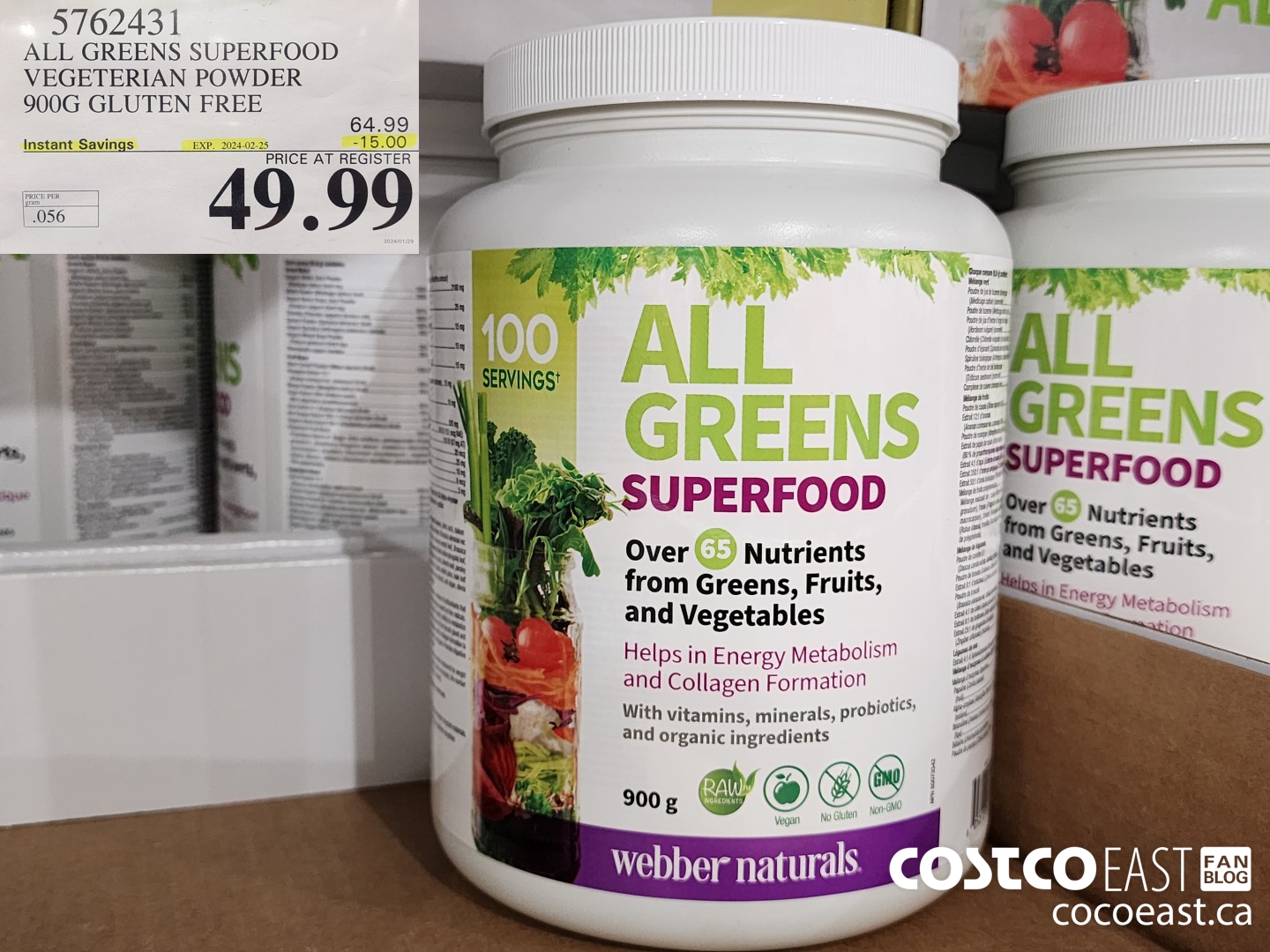 576243 ALL GREENS VEGETARIAN POWDER 900G ($15.00 INSTANT SAVINGS EXPIRES ON 2024-02-25) $49.99