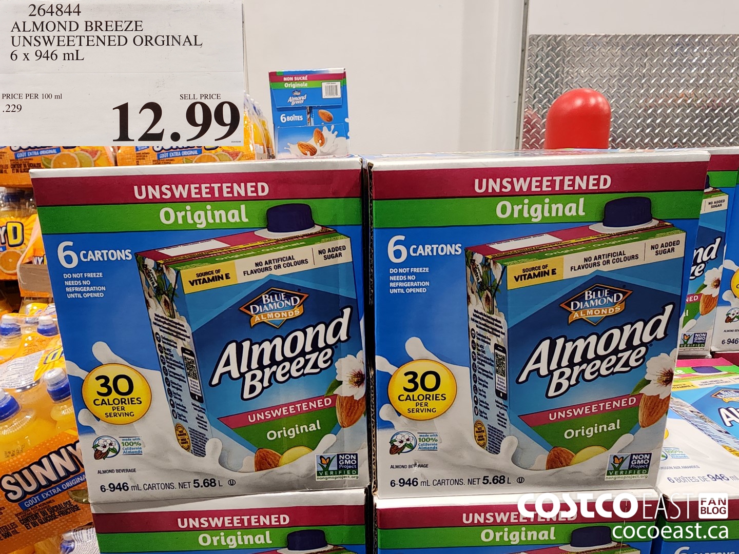 264844 ALMOND BREEZE UNSWEETENED ORIGINAL 6 X 946 ML $12.99