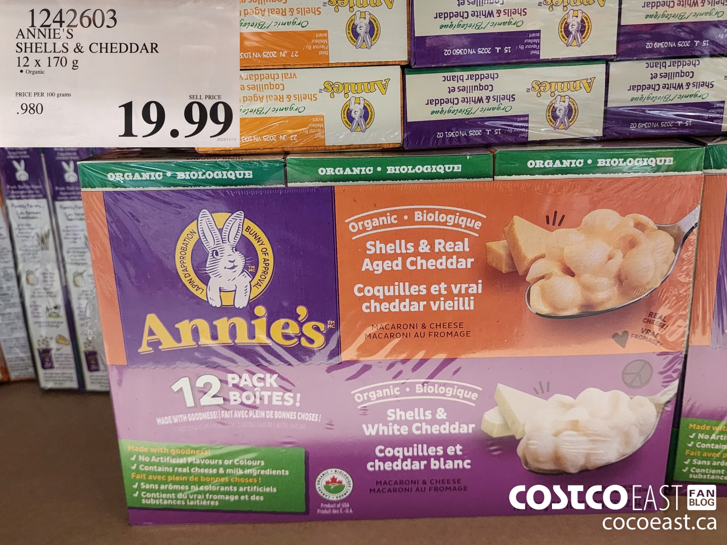 1242603 ANNIE'S ORGANIC MAC & CHEESE 12 X 170 G $19.99