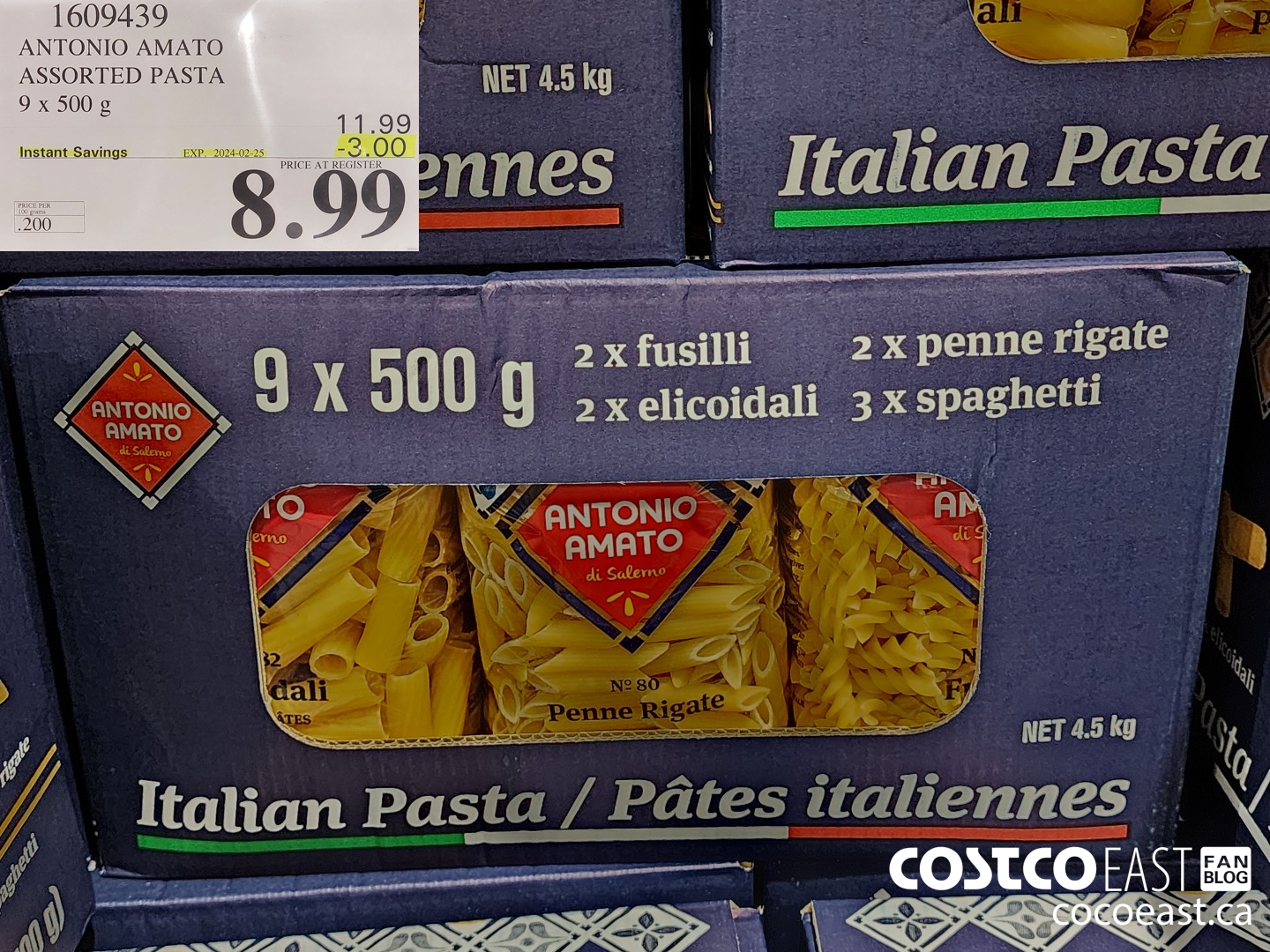 1609439 ANTONIO AMATO ASSORTED PASTA 9 x 500 g ($3.00 INSTANT SAVINGS EXPIRES ON 2024-02-25) $8.99