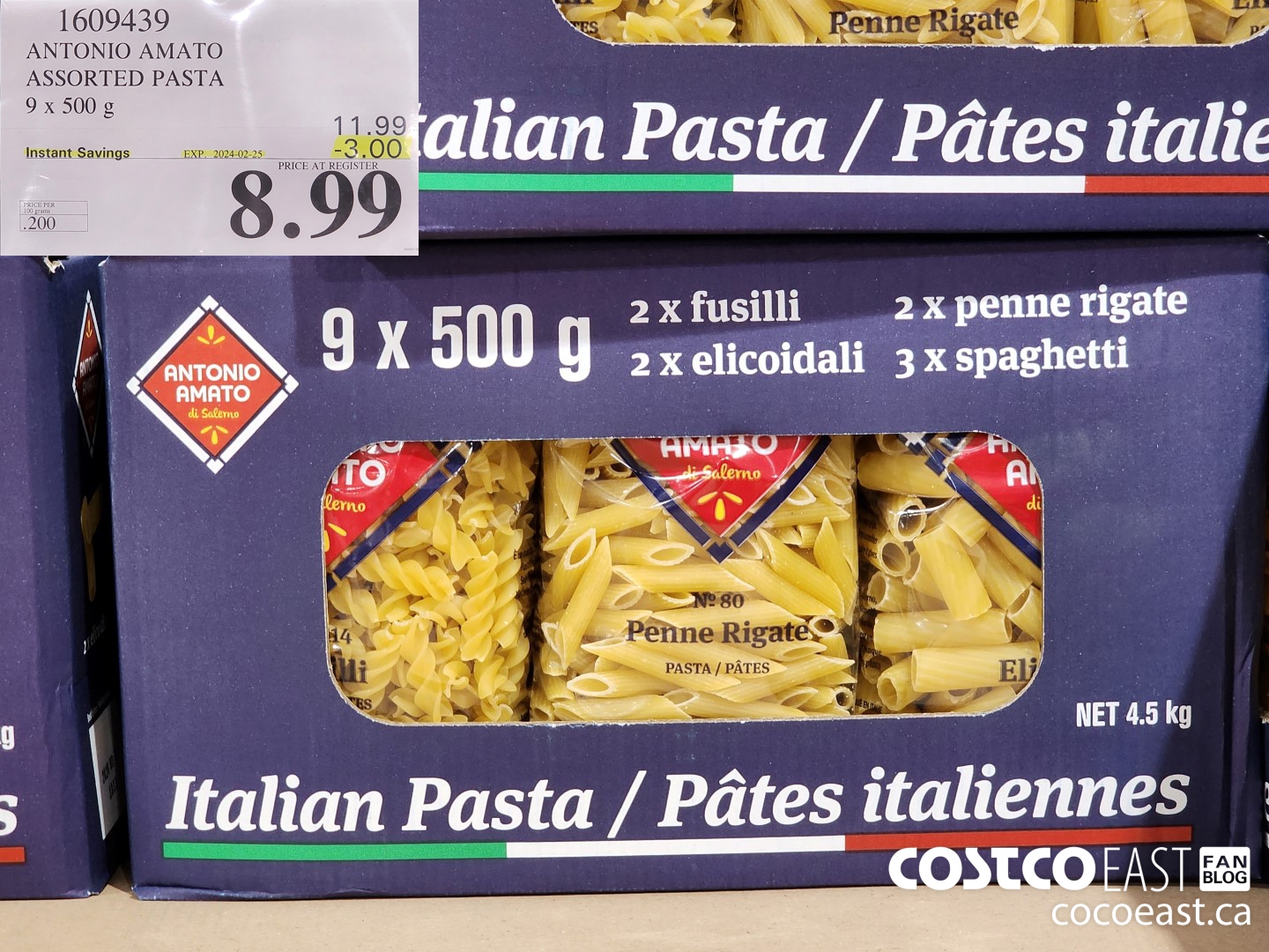 1609439 ANTONIO AMATO ASSORTED PASTA 9 x 500 g ($3.00 INSTANT SAVINGS EXPIRES ON 2024-02-25) $8.99