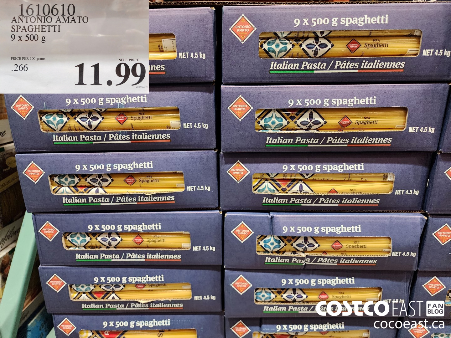 1610610 ANTONIO AMATO SPAGHETTI 9 x 500 g $11.99