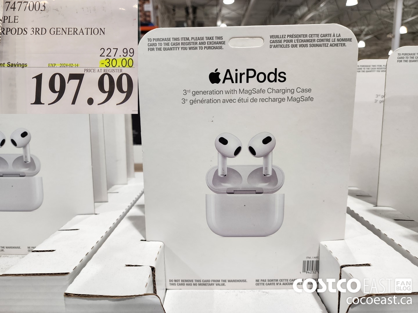 7477003 APPLE AIRPODS 3RD GENERATION ($30.00 INSTANT SAVINGS EXPIRES ON 2024-02-14) $197.99