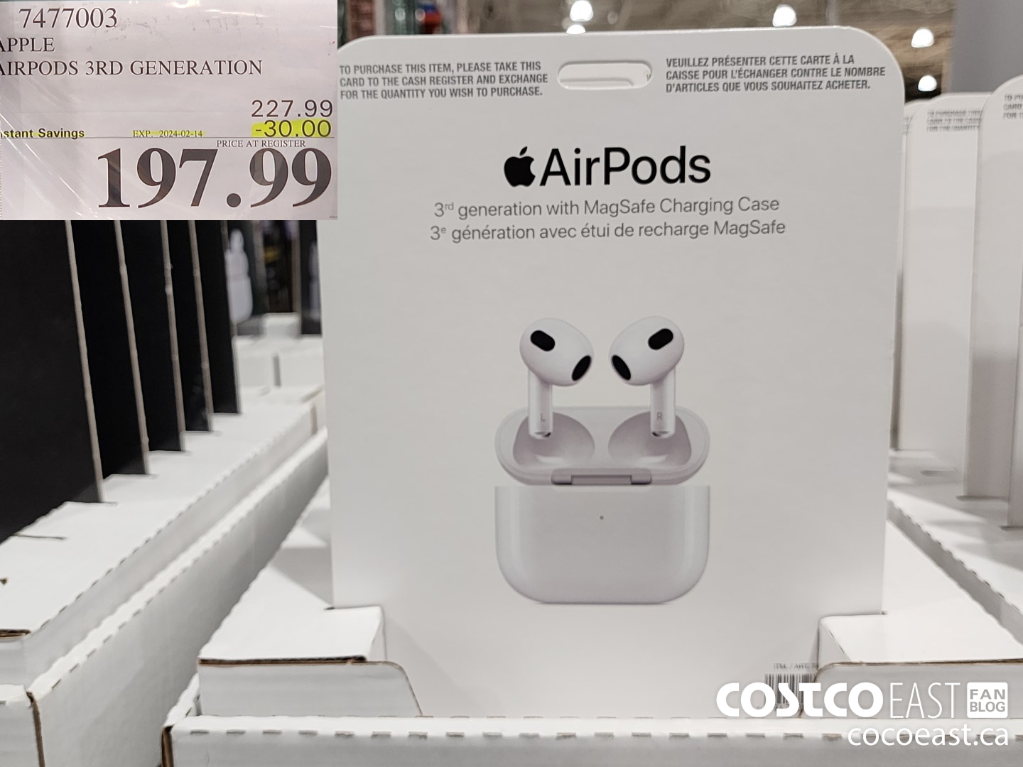 7477003 APPLE AIRPODS 3RD GENERATION ($30.00 INSTANT SAVINGS EXPIRES ON 2024-02-14) $197.99