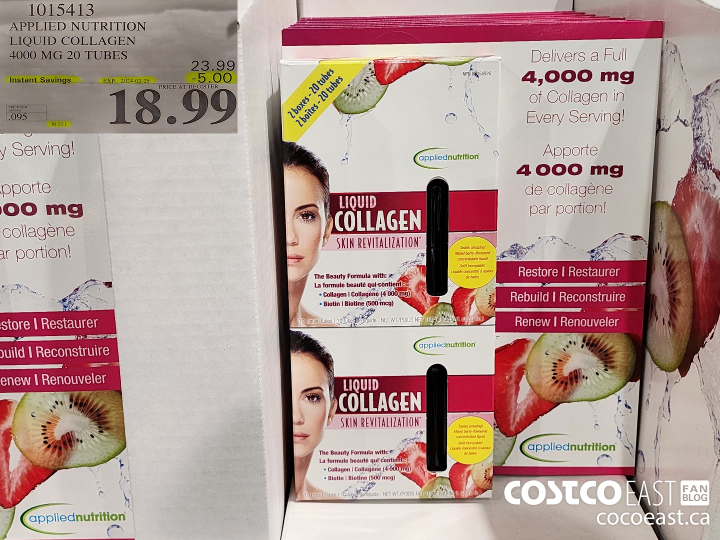 1015413 APPLIED NUTRITION LIQUID COLLAGEN 4000 MG 20 TUBES ($5.00 INSTANT SAVINGS EXPIRES ON 2024-02-25) $18.99