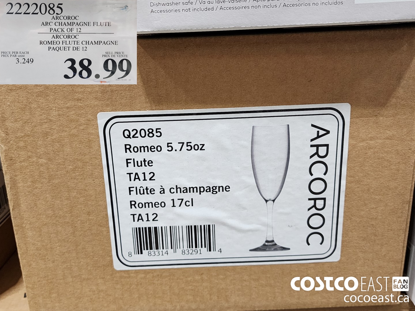 2222085 ARCOROC ARC CHAMPAGNE FLUTE PACK OF 12 $38.99