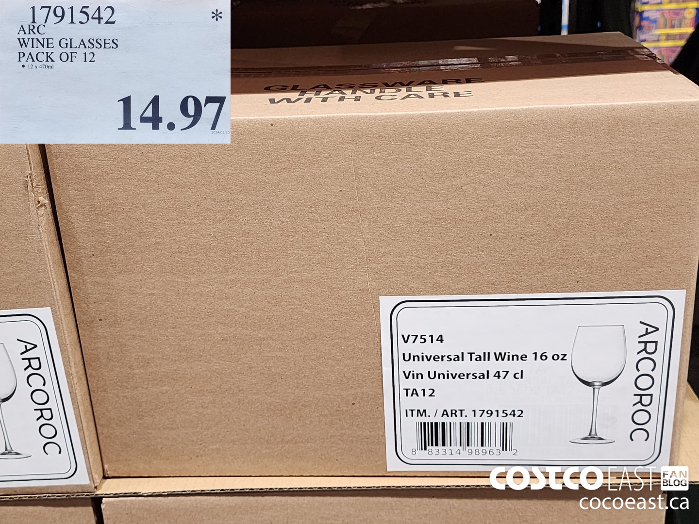 1791542 ARC WINE GLASSES PACK OF 12 $14.97