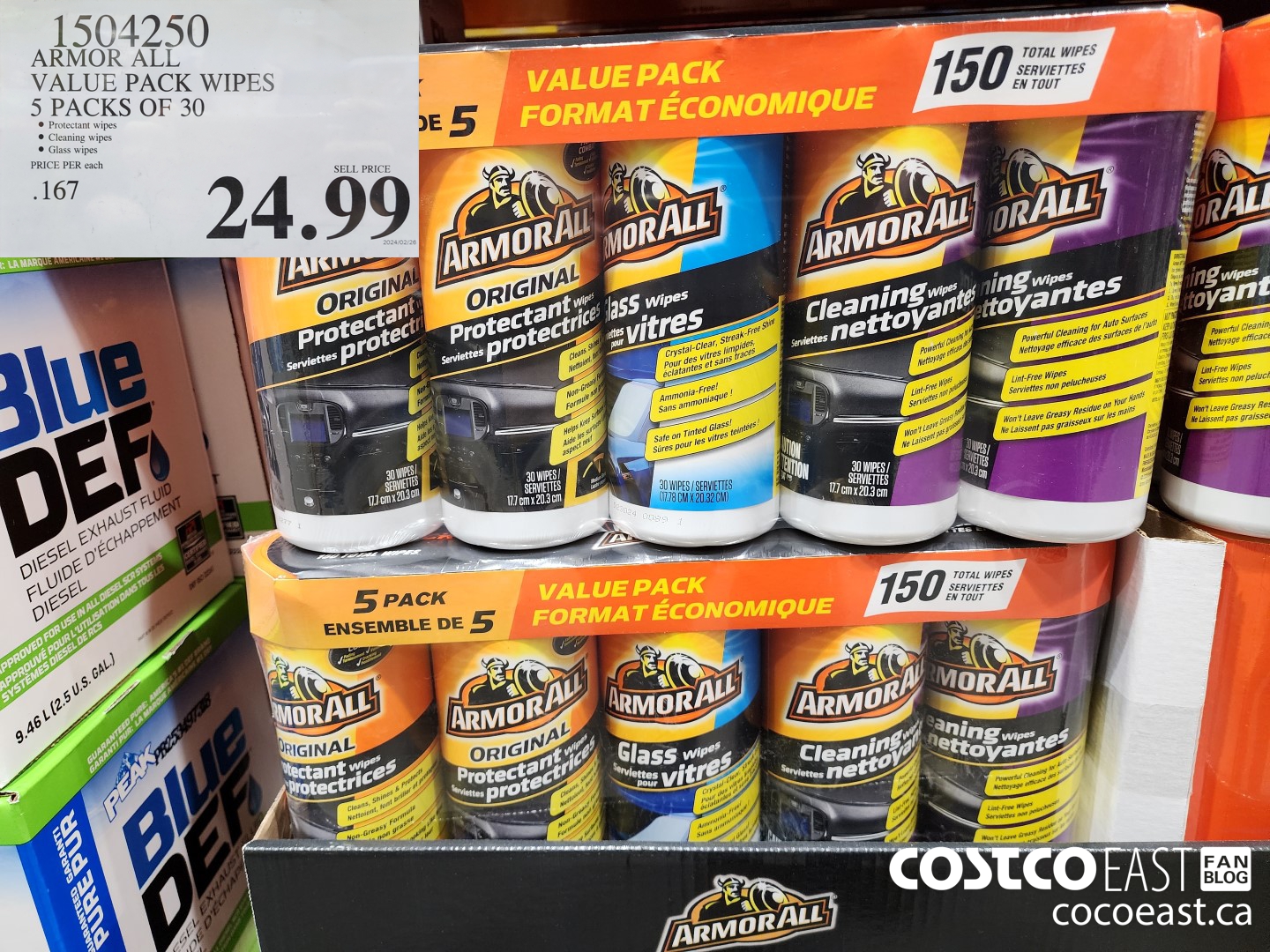 1504250 ARMOR ALL VALUE PACK WIPES 5 PACKS OF 30 $24.99