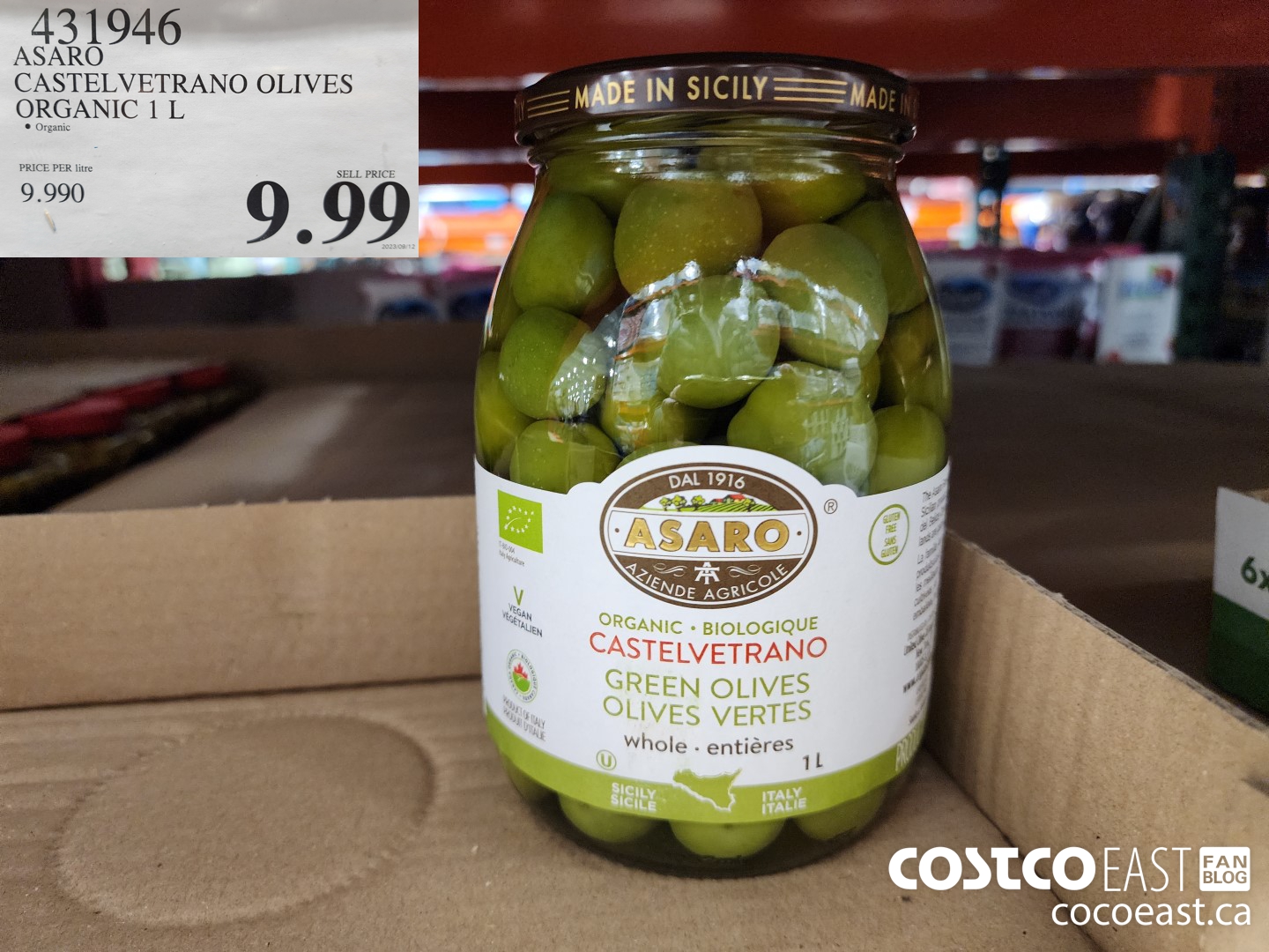 431946 ASARO CASTELVETRANO OLIVES ORGANIC 1.06L $9.99