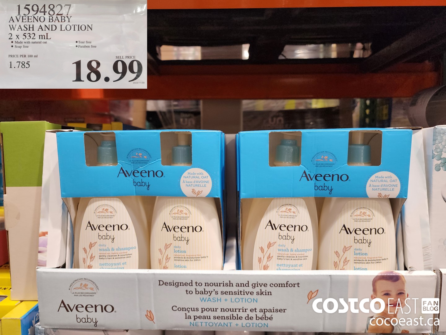 1594827 AVEENO BABY WASH AND LOTION 2 X 532 ML $18.99