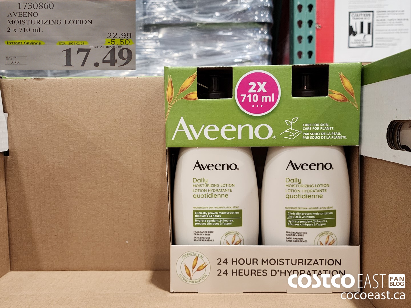 1730860 AVEENO MOISTURIZING LOTION 2 X 710 ML ($5.50 INSTANT SAVINGS EXPIRES ON 2024-02-25) $17.49