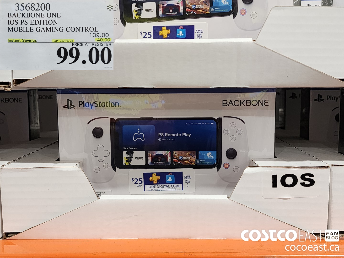 3568200 BACKBONE ONE IOS PS EDITION MOBILE GAMING CONTROL ($40.00 INSTANT SAVINGS EXPIRES ON 2024-02-23) $99.00