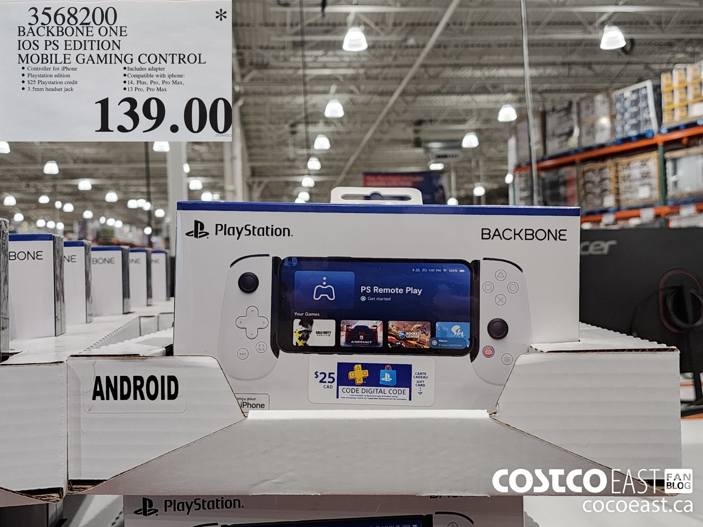 3568200 BACKBONE ONE IOS PS EDITION MOBILE GAMING CONTROL $139.00