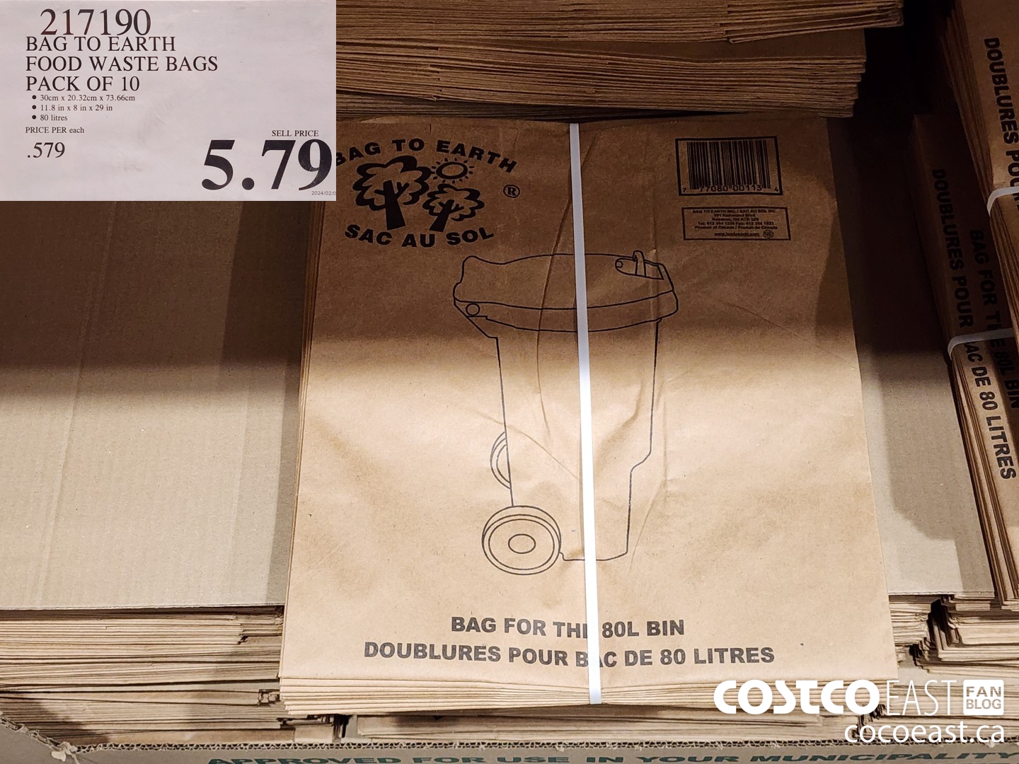 217190 BAG TO EARTH FOOD WASTE BAGS PACK OF 10 $5.79