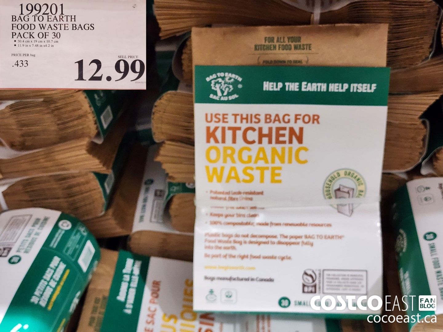 199201 BAG TO EARTH FOOD WASTE BAGS PACK OF 30 $12.99