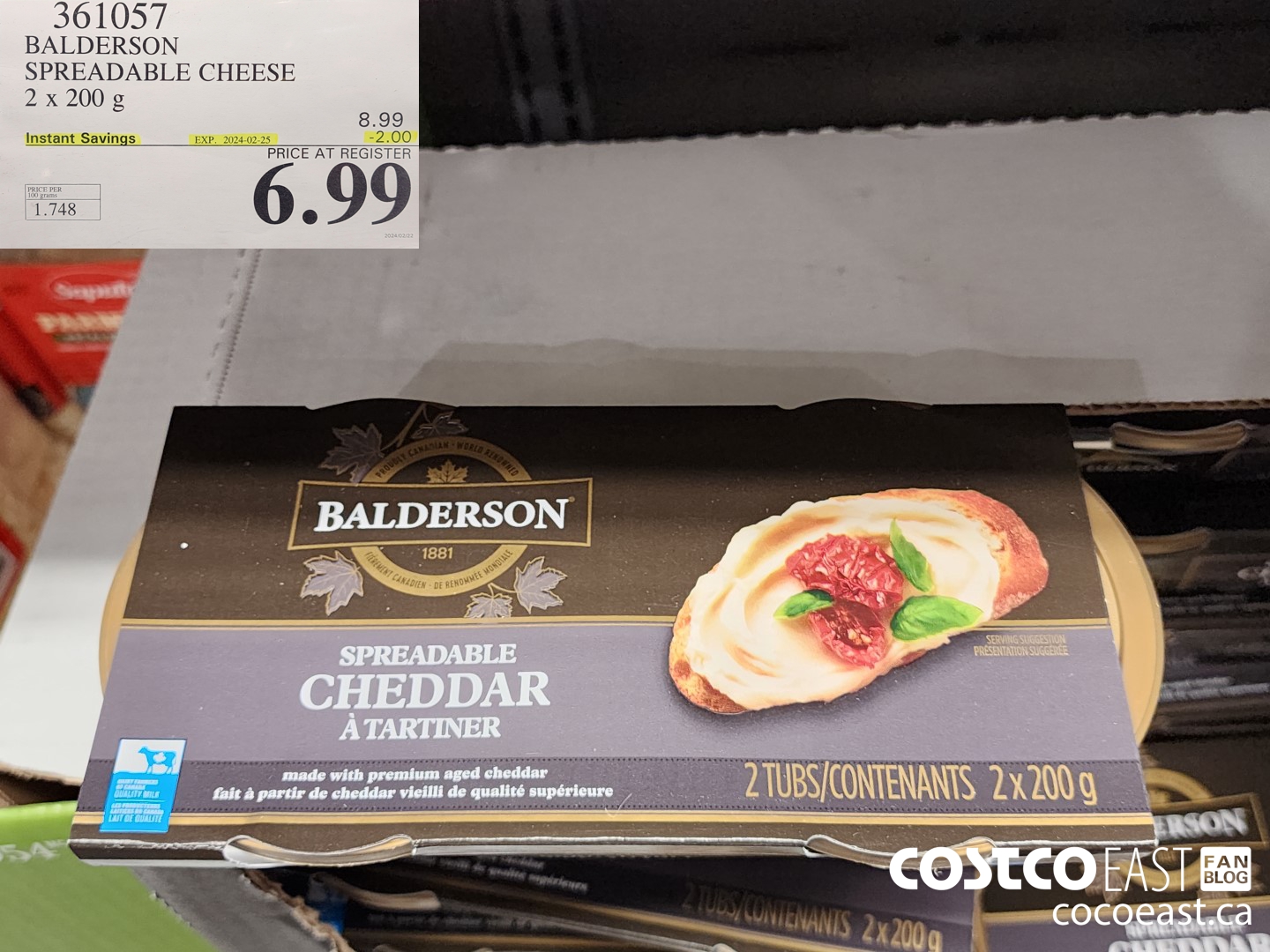 361057 BALDERSON SPREADABLE CHEESE 2 X 200 G ($2.00 INSTANT SAVINGS EXPIRES ON 2024-02-25) $6.99