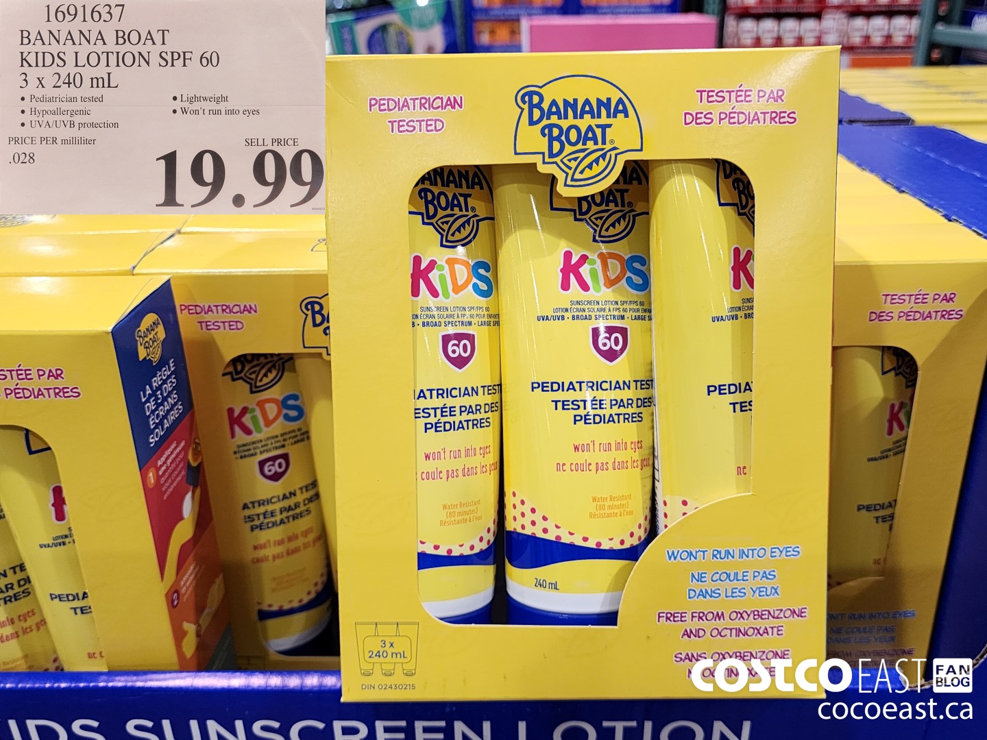 1691637 BANANA BOAT KIDS SUNSCREEN LOTION SPF60 3 x 240mL $19.99