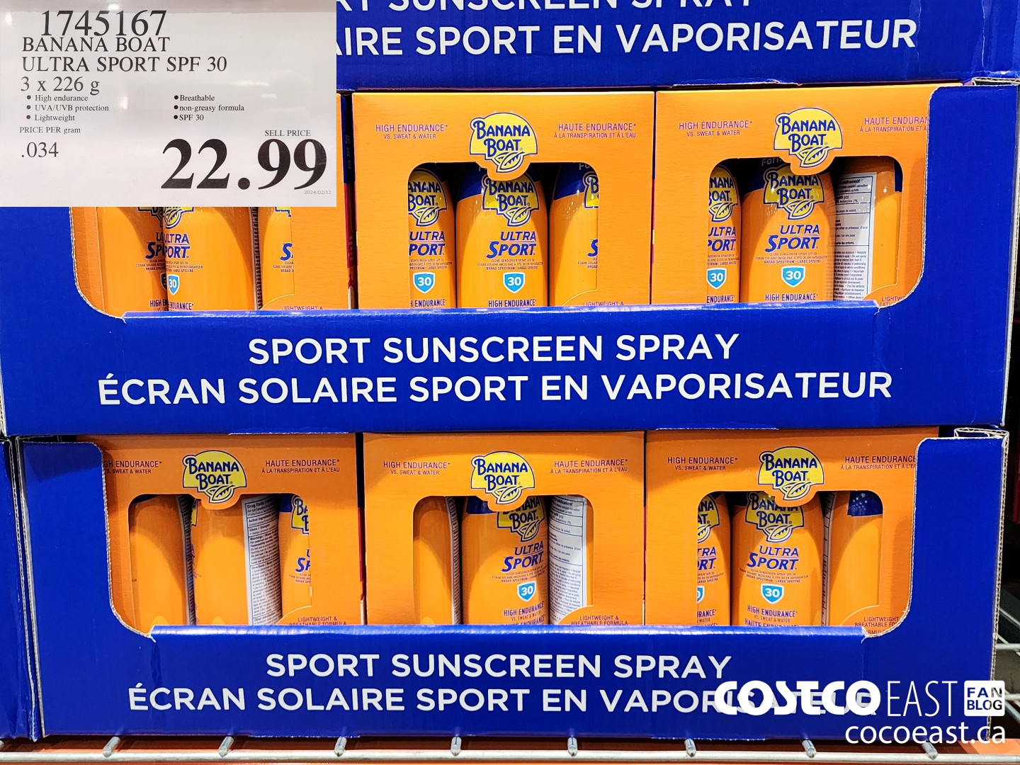 1745167 BANANA BOAT ULTRA SPORT SPF 30 3 X 226 G $22.99