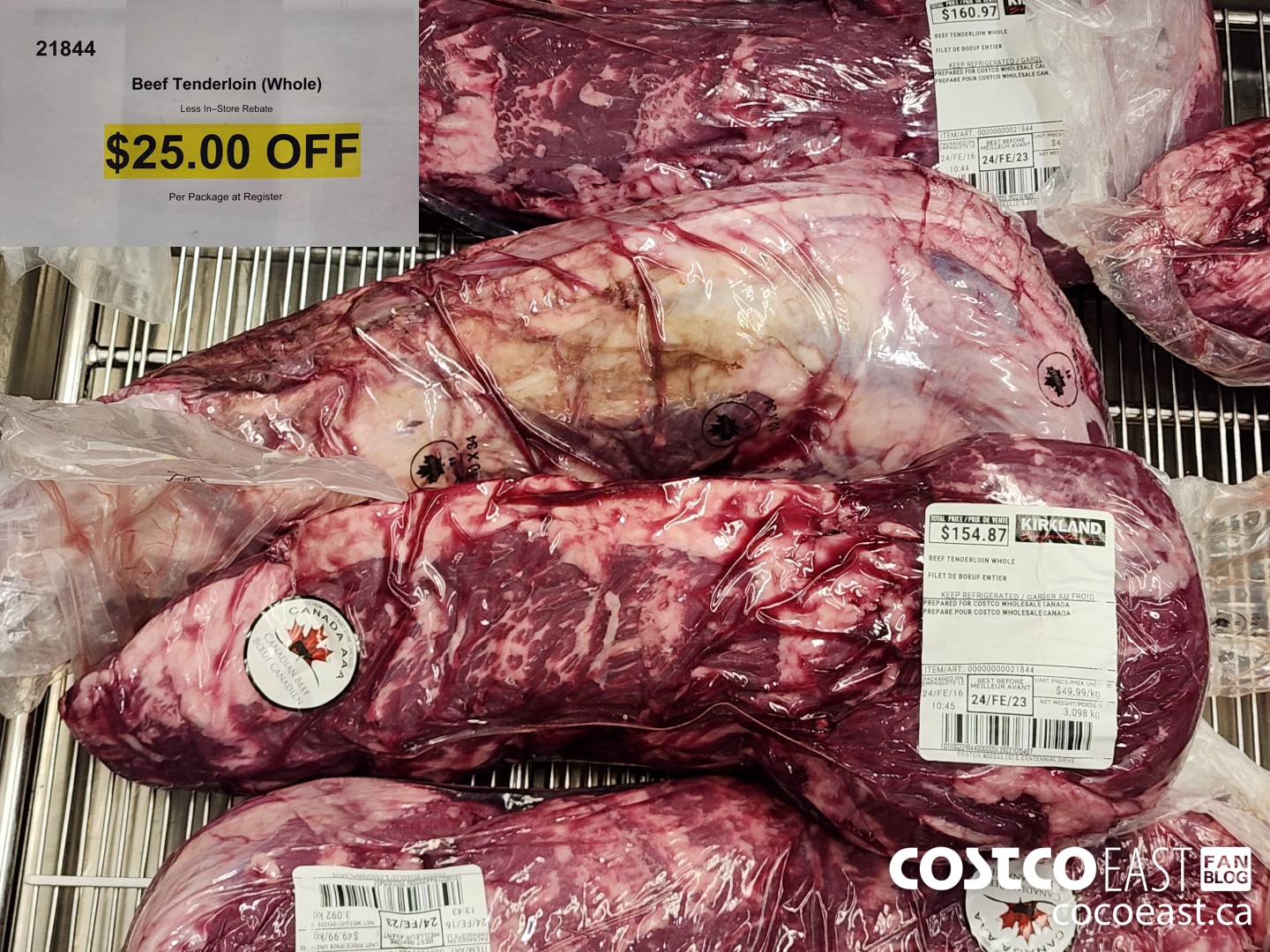 21844 BEEF TENDERLOIN (WHOLE) ($25.00 INSTANT SAVINGS)