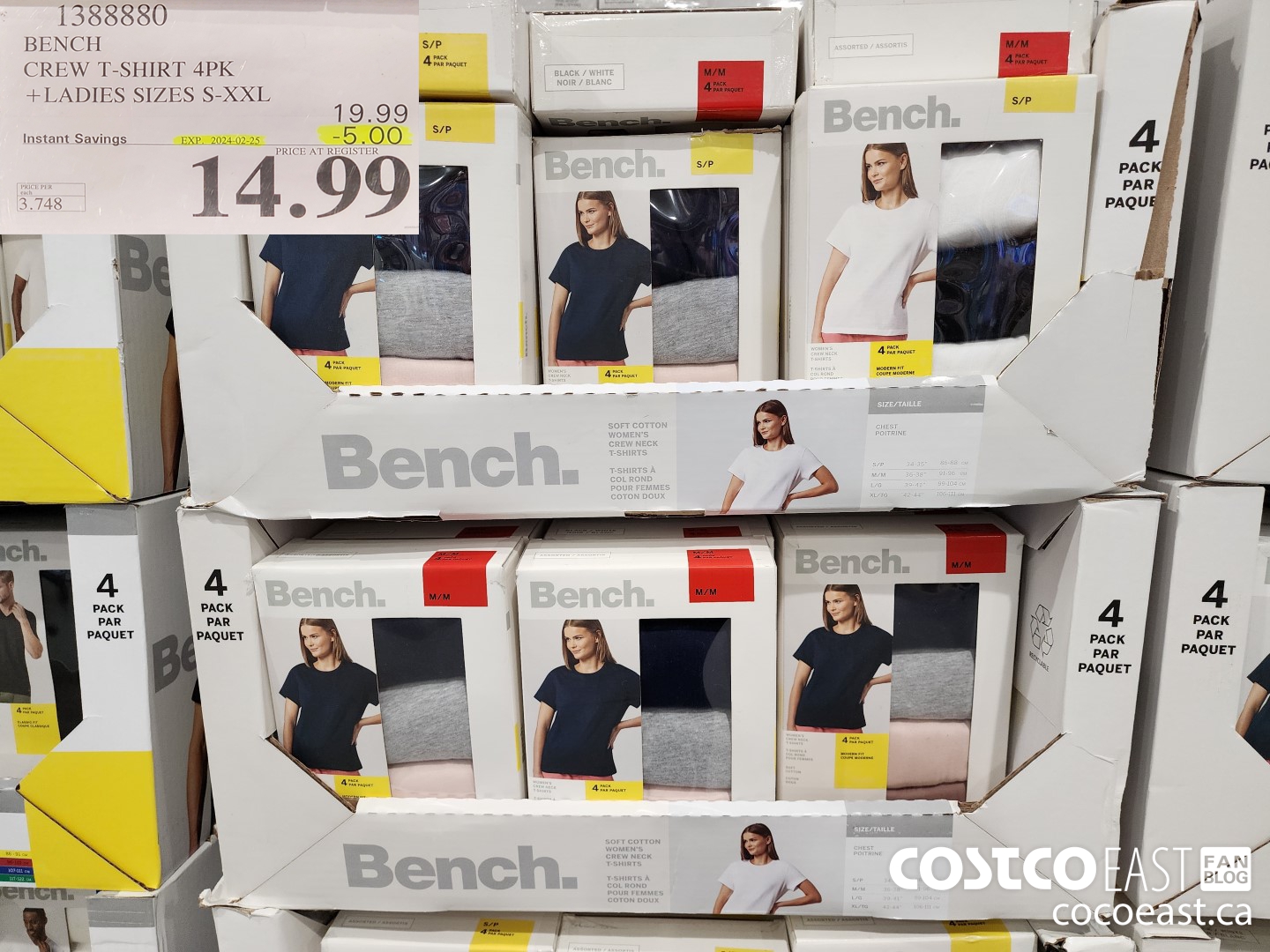 1388880 BENCH CREW TSHIRT 4PK +LADIES SIZES S-XL ($5.00 INSTANT SAVINGS EXPIRES ON 2024-02-25) $14.99