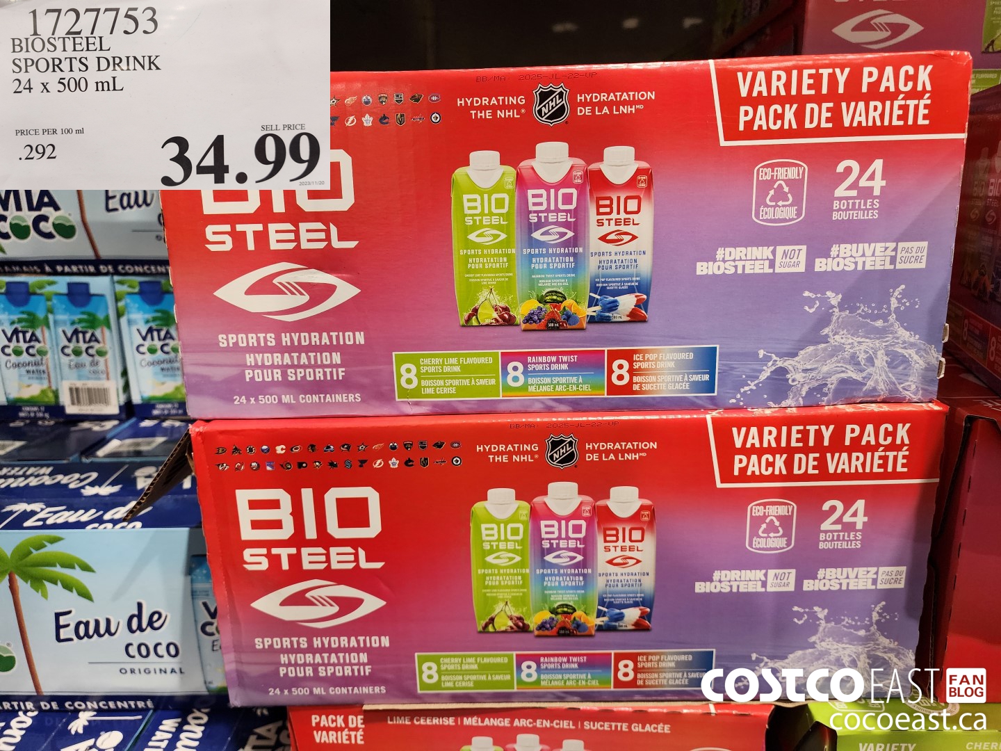 1727753 BIOSTEEL SPORTS DRINK 24 X 500 ml $34.99