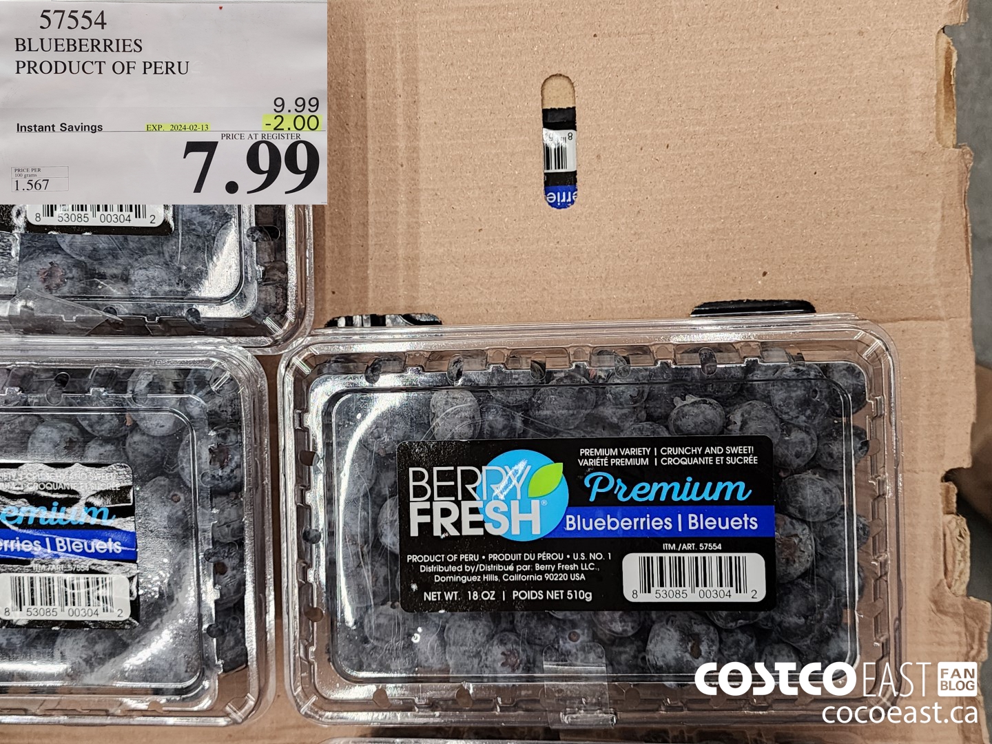 57554 BLUEBERRIES PRODUCT OF PERU ($2.00 INSTANT SAVINGS EXPIRES ON 2024-02-13) $7.99