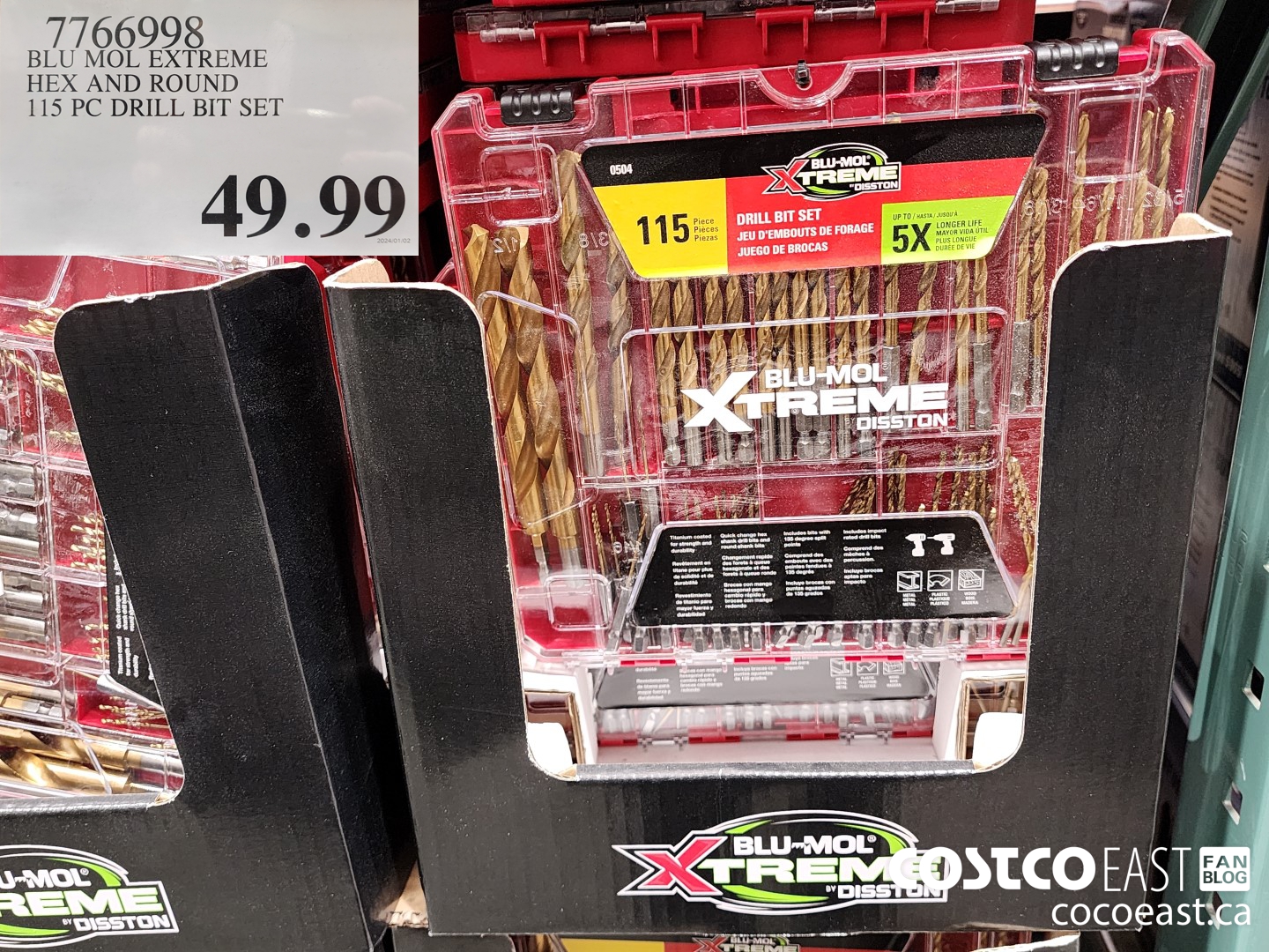 7766998 BLU MOL EXTREME HEX AND ROUND 115 PC DRILL BIT SET $49.99