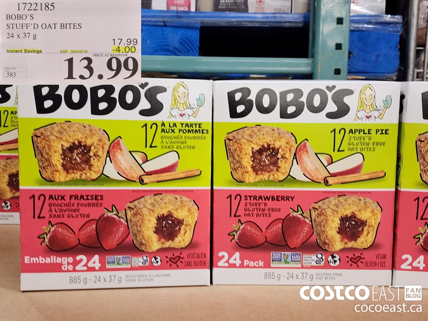 1722185 BOBO'S STUFF'D OAT BITES 24 x 37g ($4.00 INSTANT SAVINGS EXPIRES ON 2024-02-25) $13.99