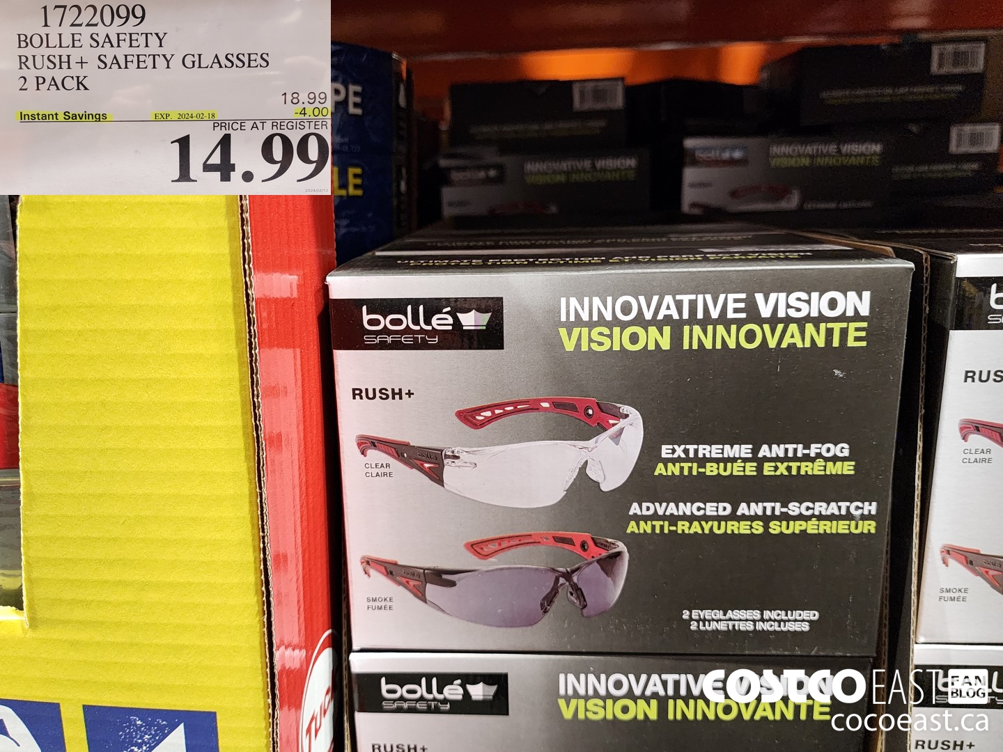 1722099 BOLLE SAFETY RUSH+ SAFETY GLASSES 2 PACK ($4.00 INSTANT SAVINGS EXPIRES ON 2024-02-18) $14.99