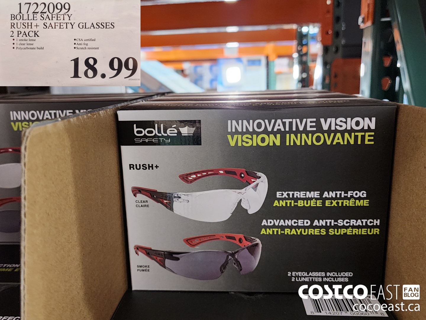 1722099 BOLLE SAFETY RUSH+ SAFETY GLASSES 2 PACK $18.99