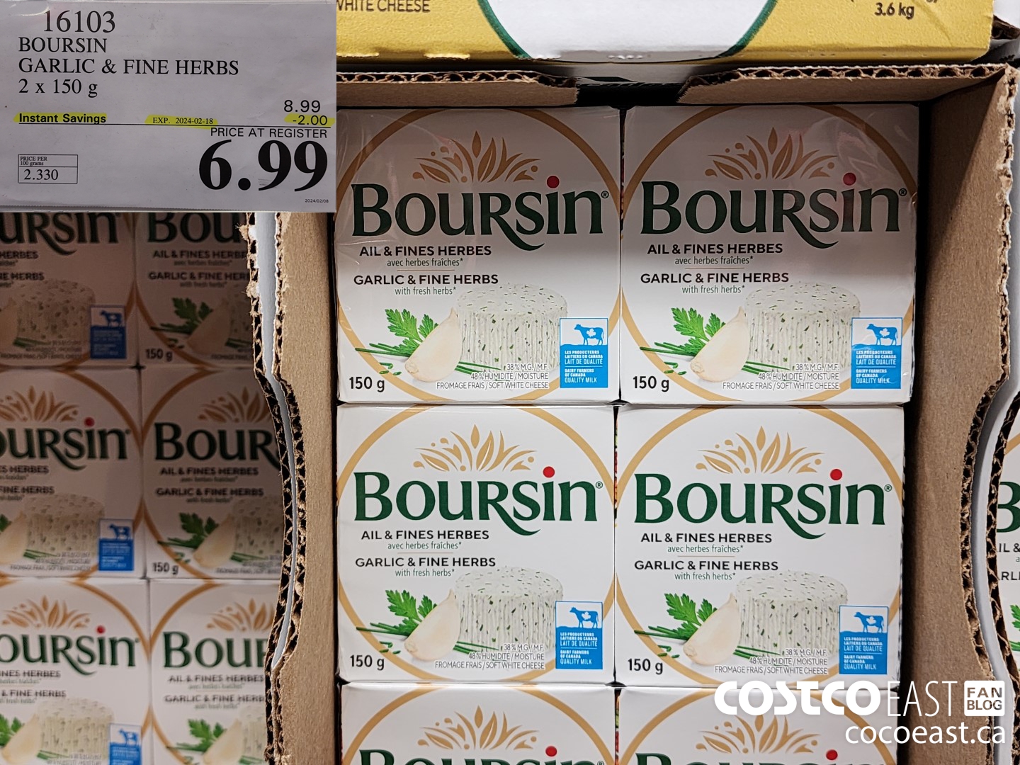 16103 BOURSIN GARLIC & FINE HERBS 2 X 150 G ($2.00 INSTANT SAVINGS EXPIRES ON 2024-02-18) $6.99