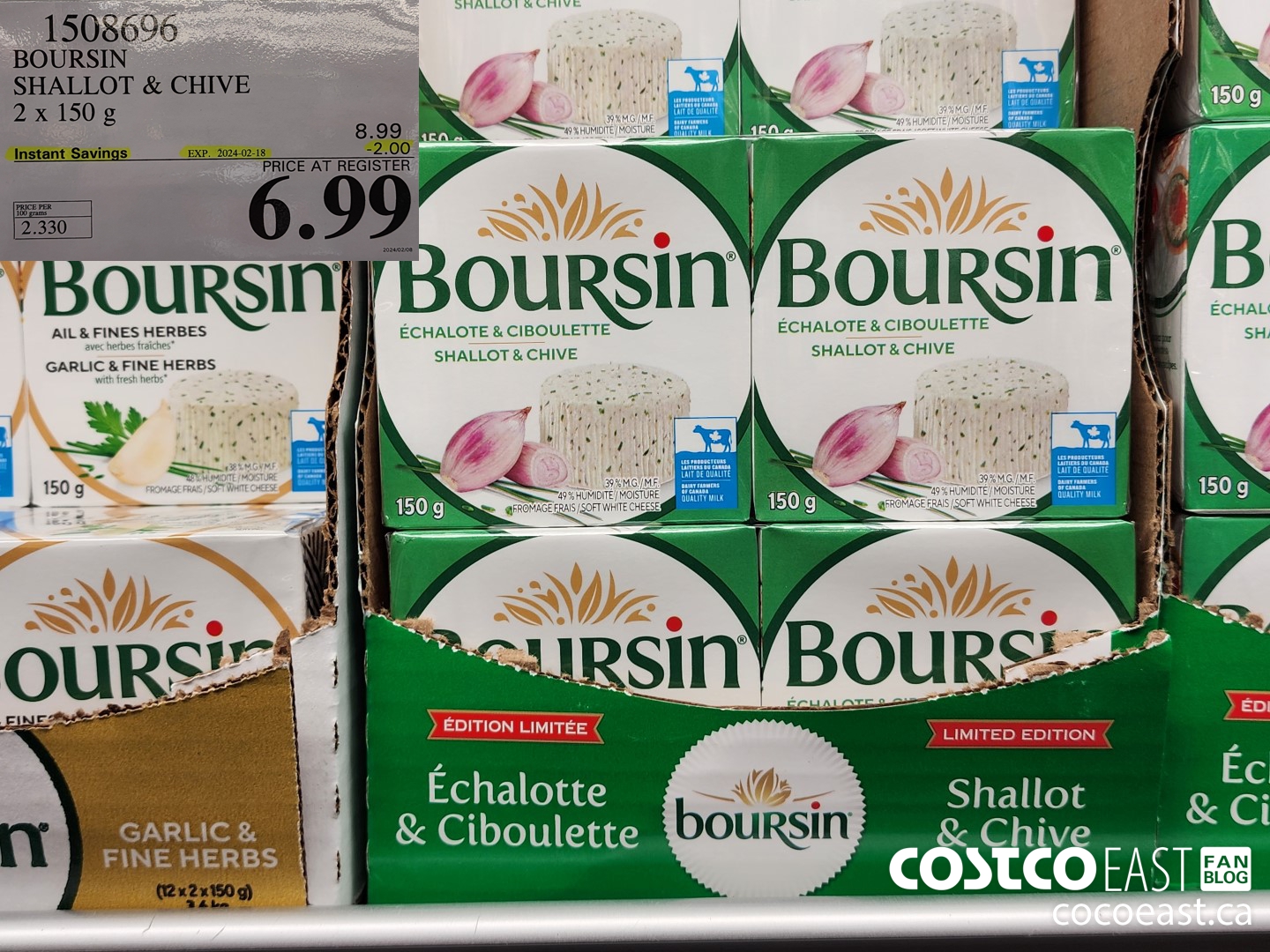 1508696 BOURSIN SHALLOT & CHIVE 2 X 150 G ($2.00 INSTANT SAVINGS EXPIRES ON 2024-02-18) $6.99