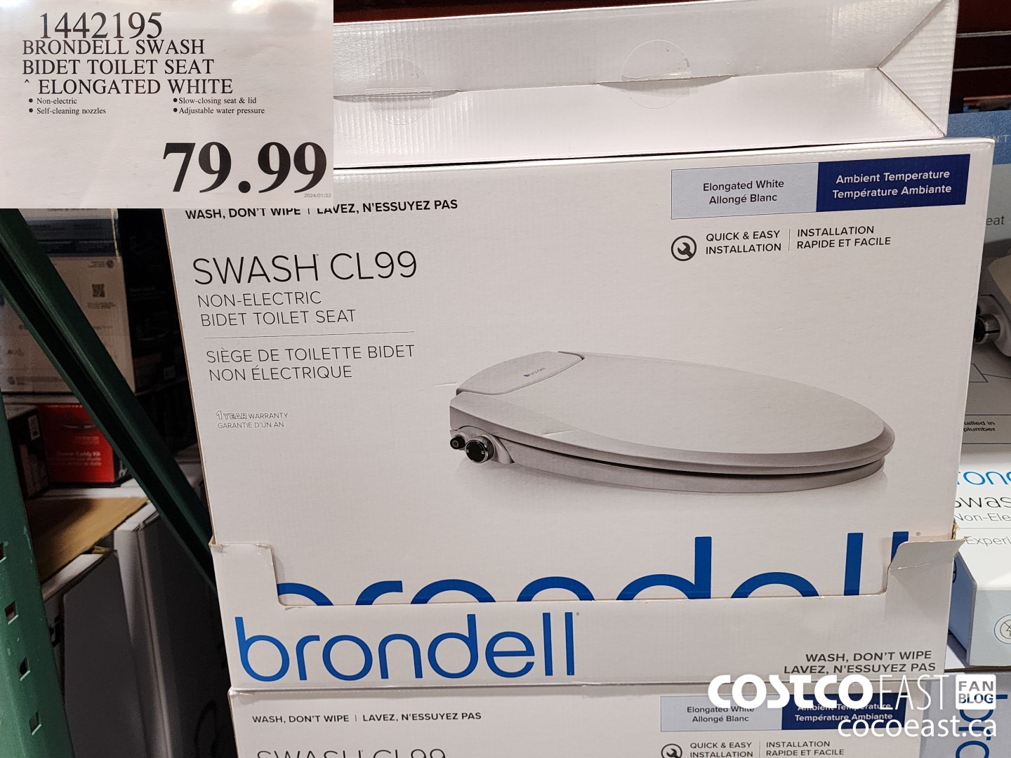 1442195 BRONDELL SWASH BIDET TOILET SEAT ELONGATED WHITE $79.99