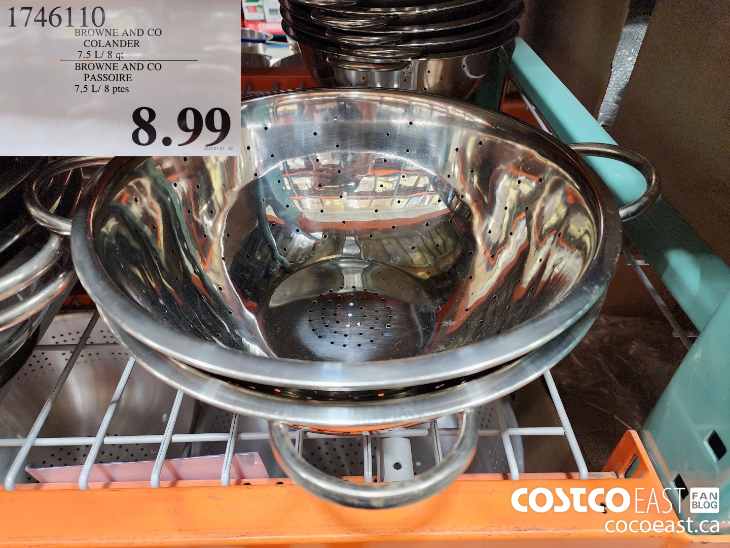 1746110 BROWNE AND CO COLANDER 7.5 L/ 8 QT $8.99
