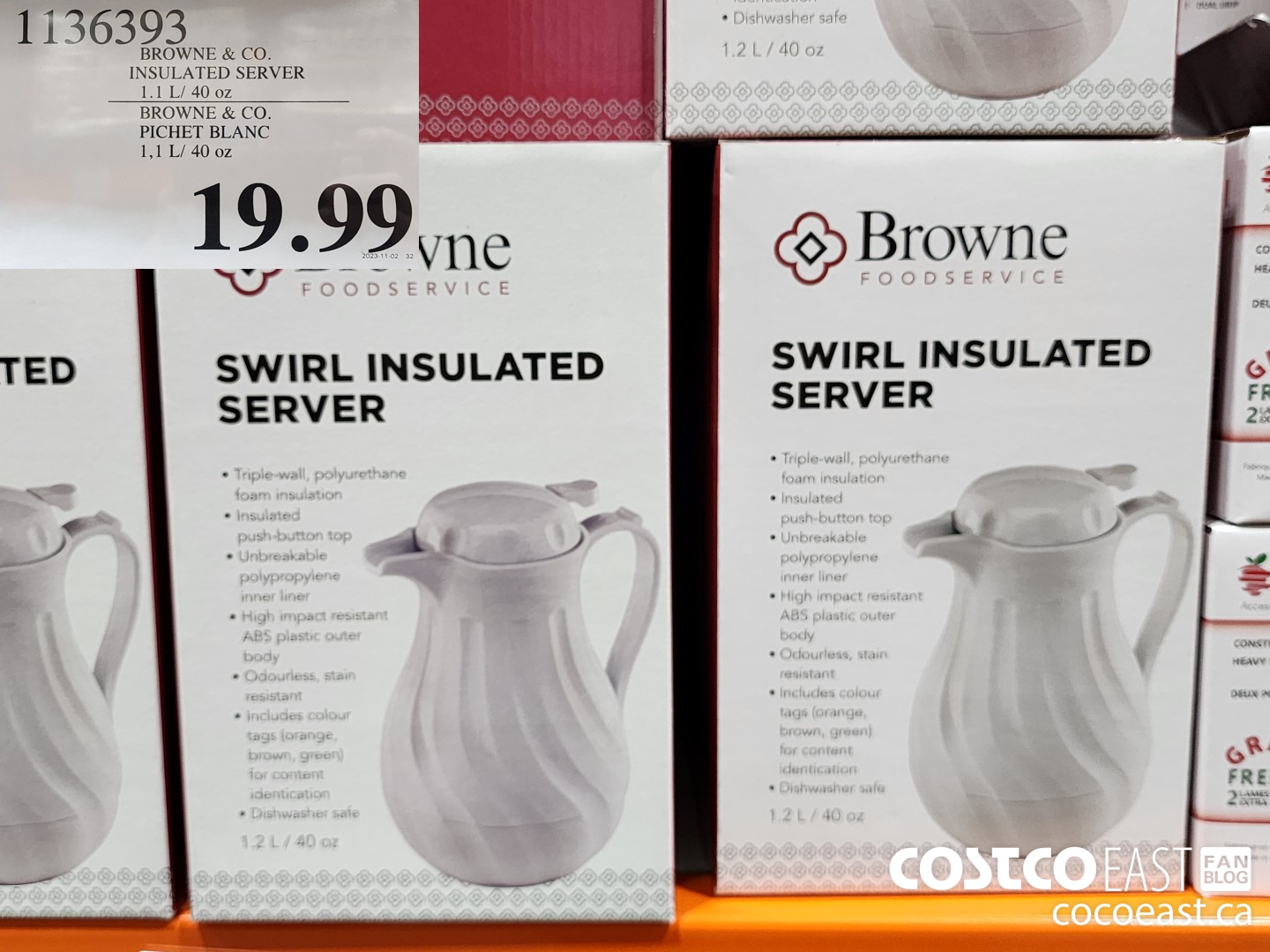 1136393 BROWNE & CO. INSULATED SERVER 1.1 L/ 40 oz $19.99