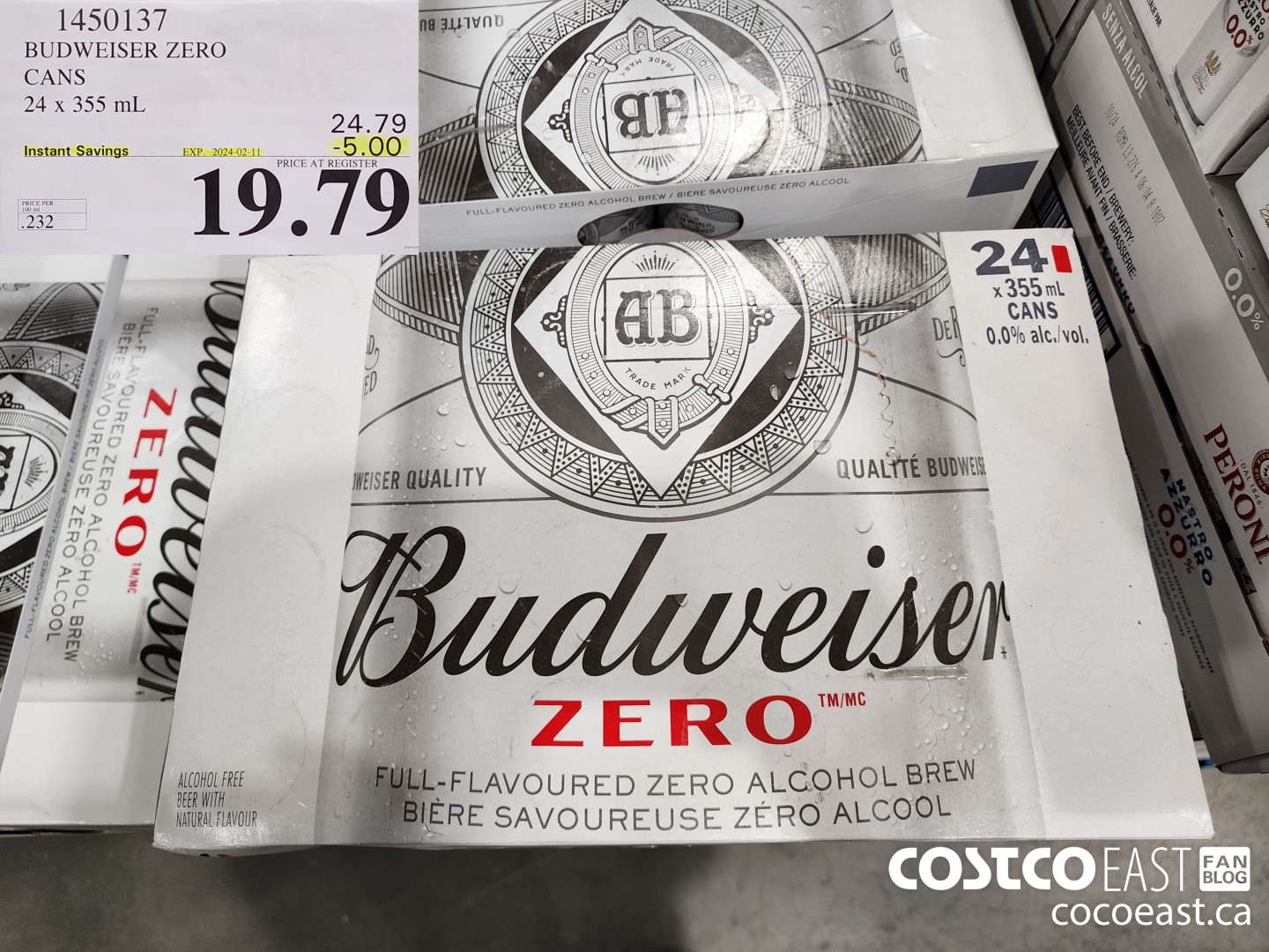 1450137 BUDWEISER ZERO CANS 24 X 355 ML ($5.00 INSTANT SAVINGS EXPIRES ON 2024-02-11) $19.79